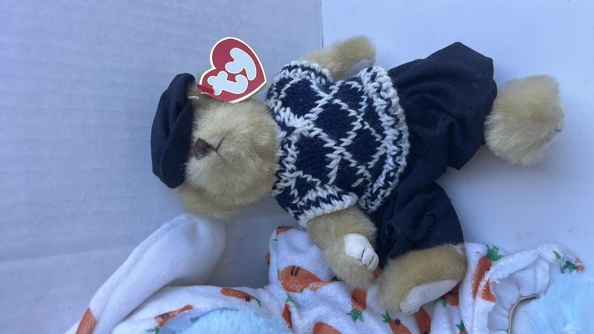 Photo 1 of 2 TY BEANIE BABIES AND STUFFED BEAR WITH BUNNY JAMMIES
