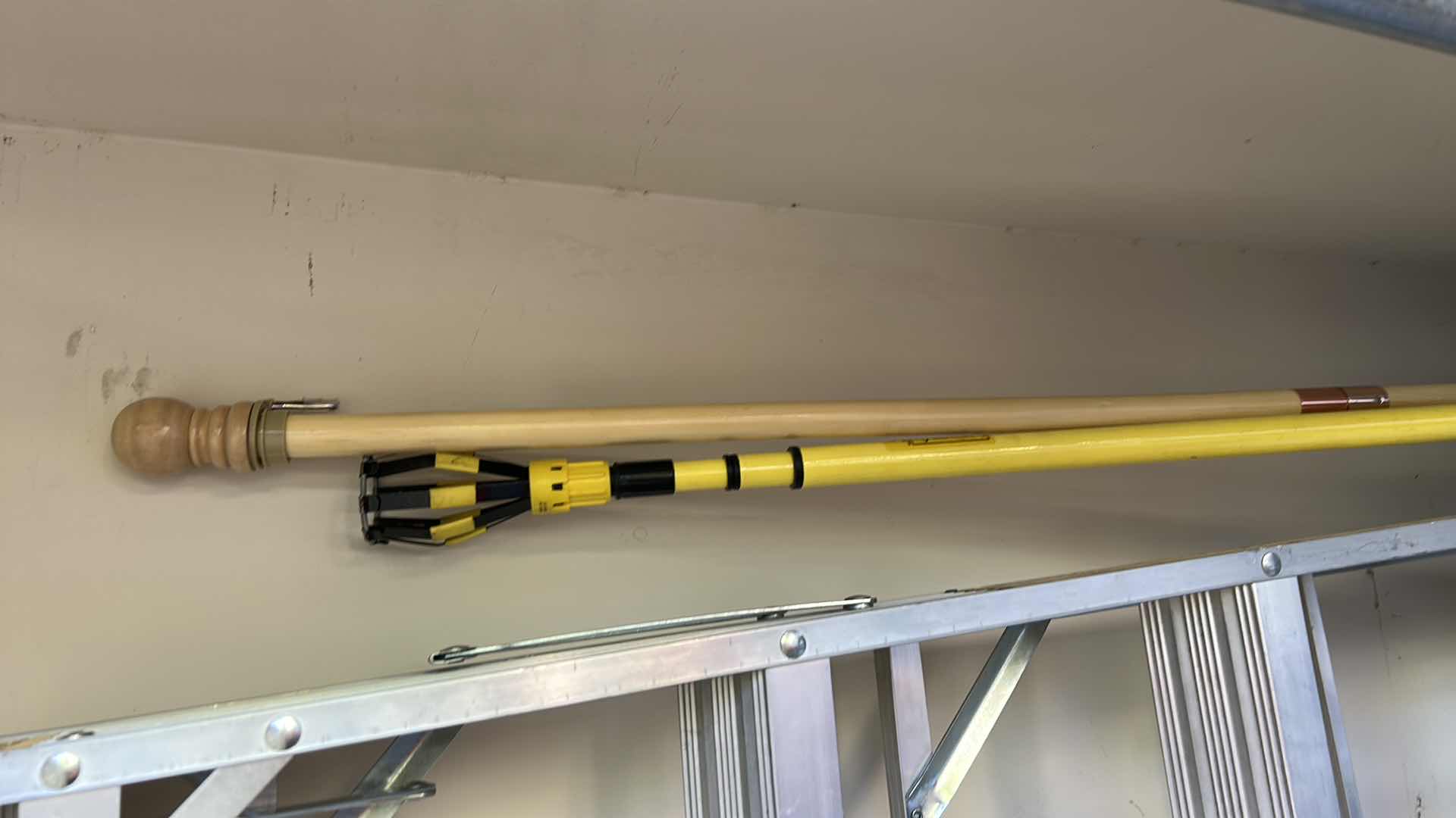 Photo 1 of 2 LADDERS, 2 BROOMS, FLAG AND MORE