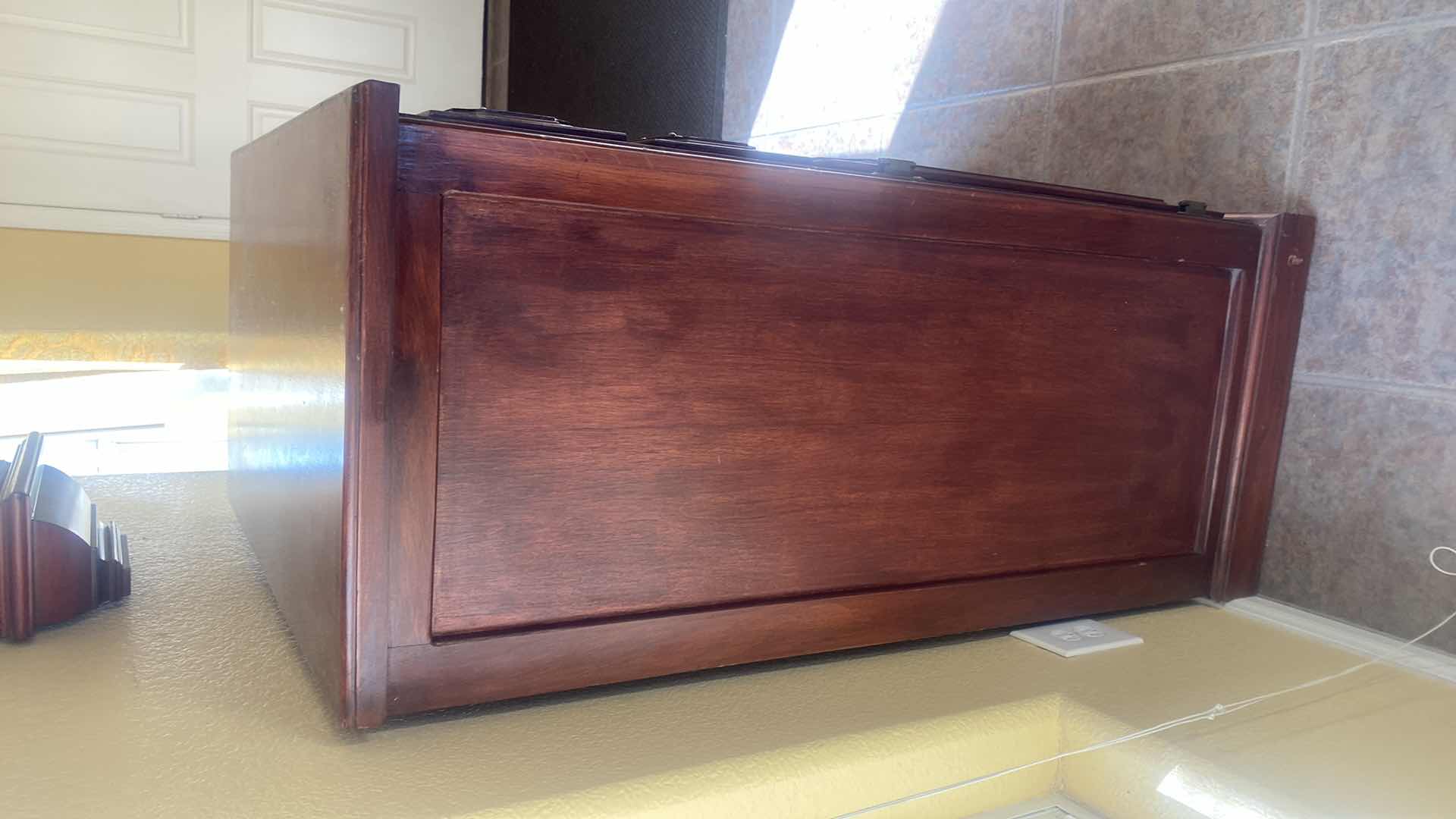 Photo 1 of CHERRY WOOD CHEST 2 DRAWERS & DOORS 36" X 17" H32"