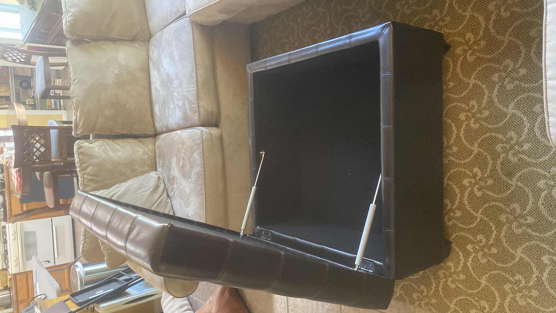 Photo 1 of SQUARE BONDED LEATHER STORAGE TABLE/OTTOMAN 30“ x 30“ H18 1/2”