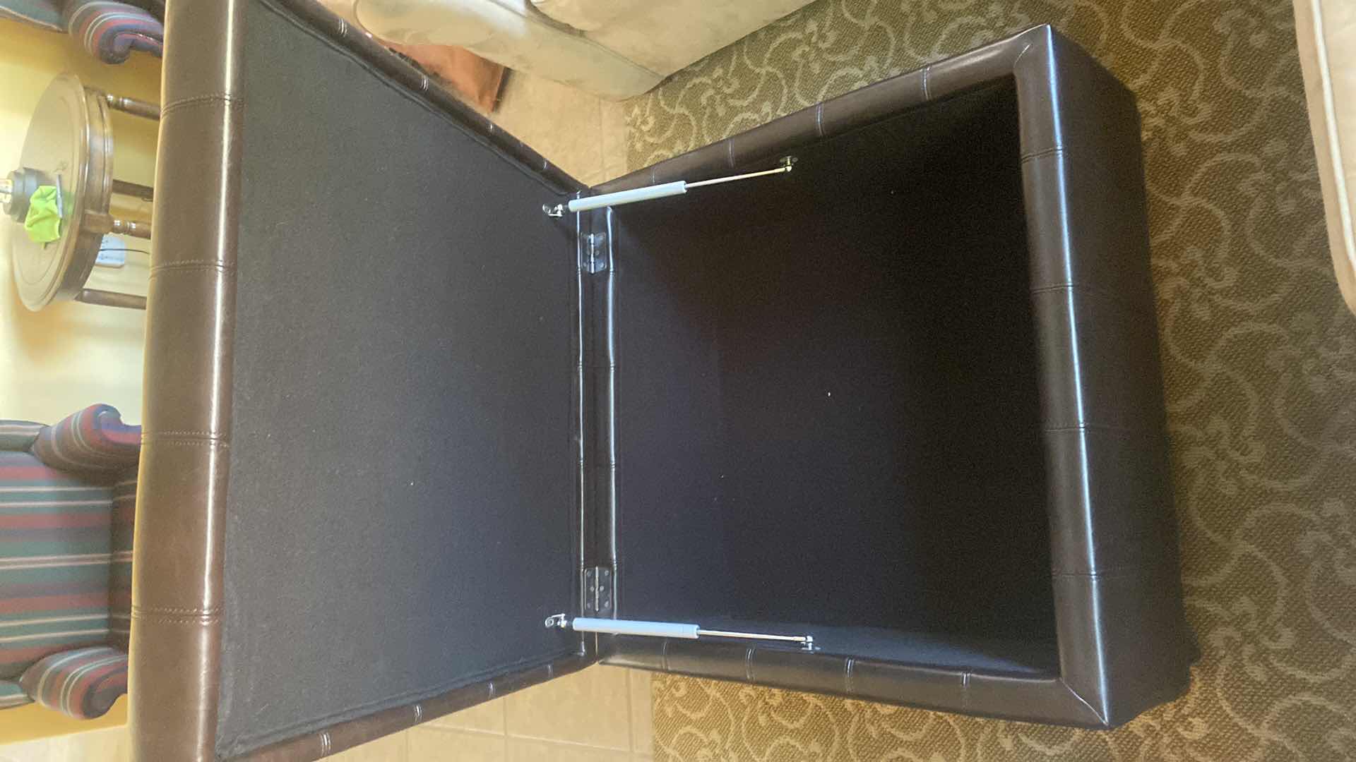 Photo 1 of SQUARE BONDED LEATHER STORAGE TABLE/OTTOMAN 30“ x 30“ H18 1/2”