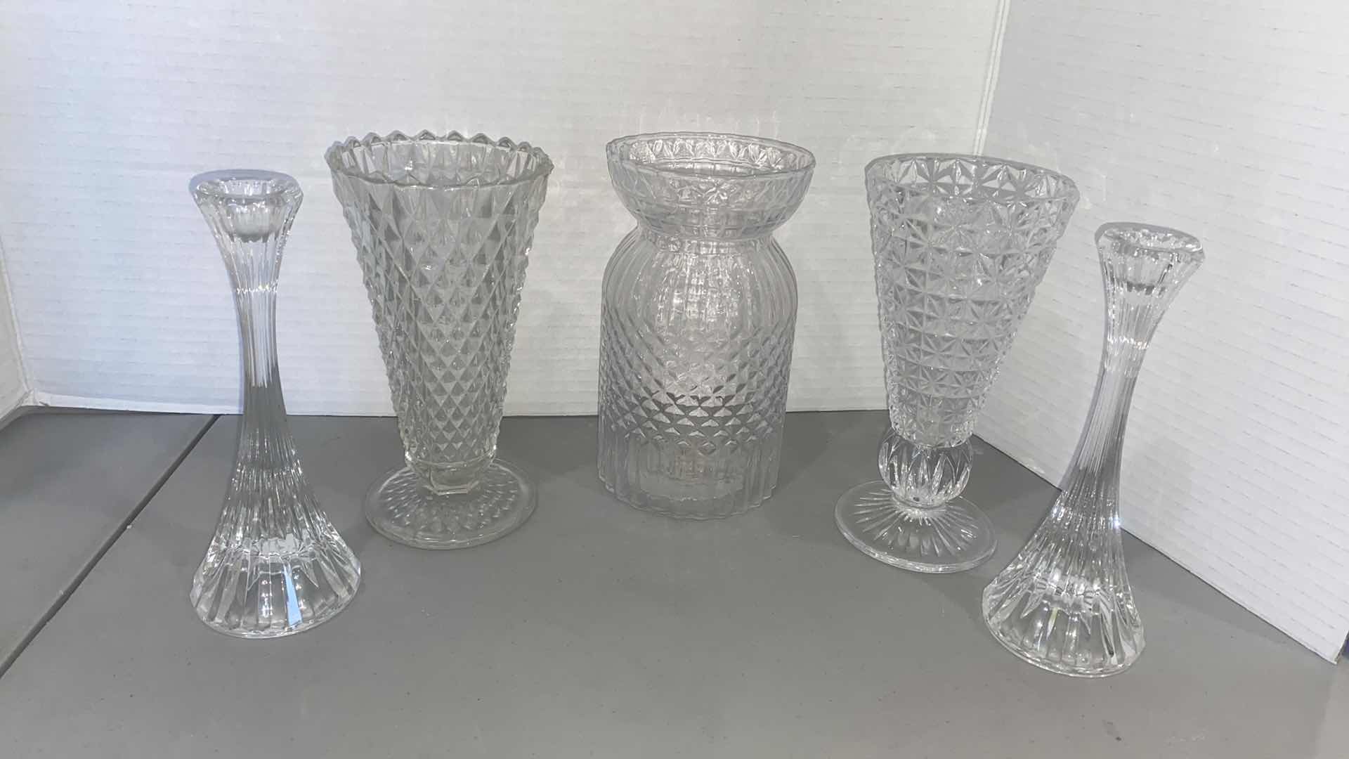 Photo 1 of 5 CRYSTAL CANDLE HOLDERS & VASES H8”