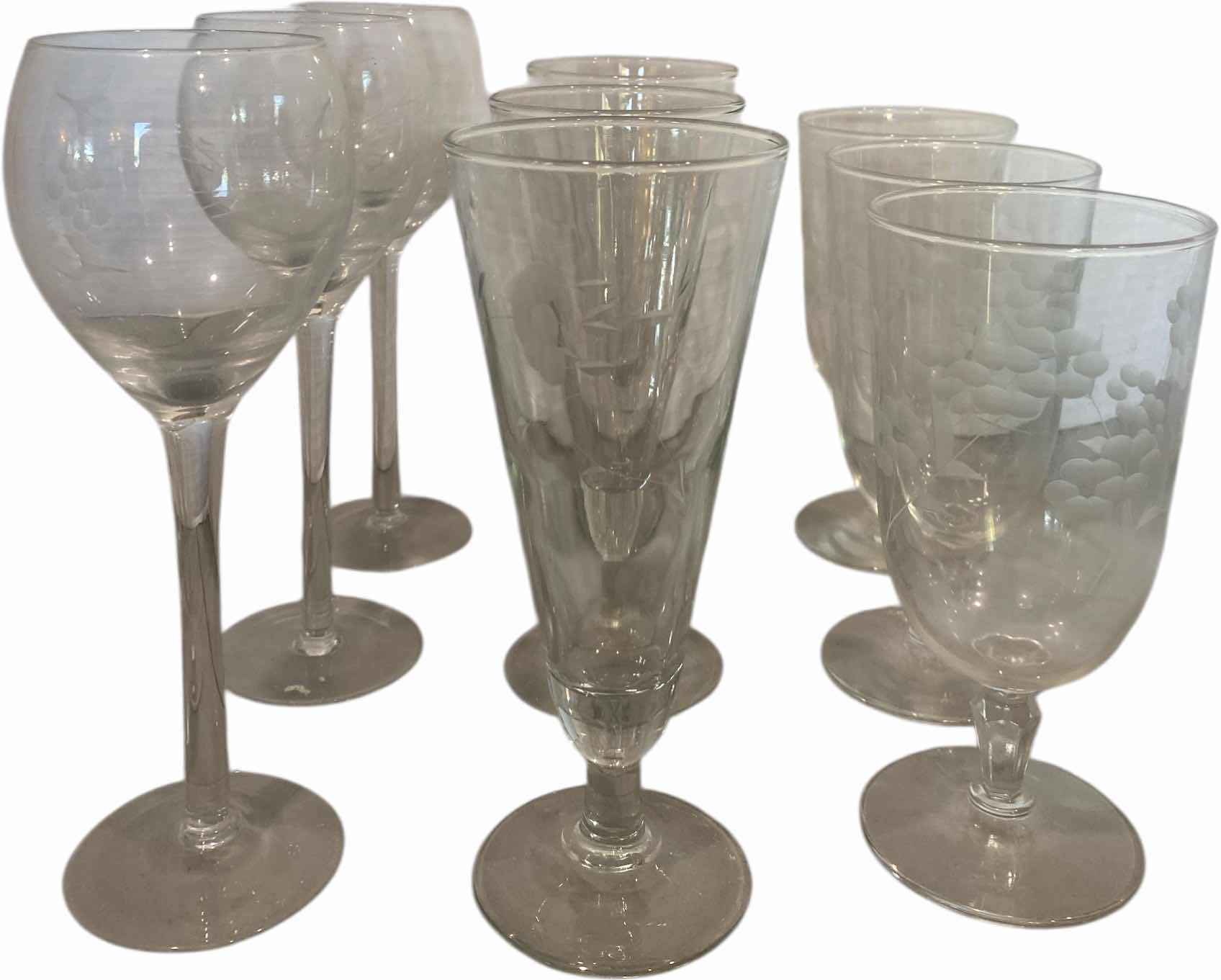 Photo 1 of 9 ETCHED GLASS STEMWARE