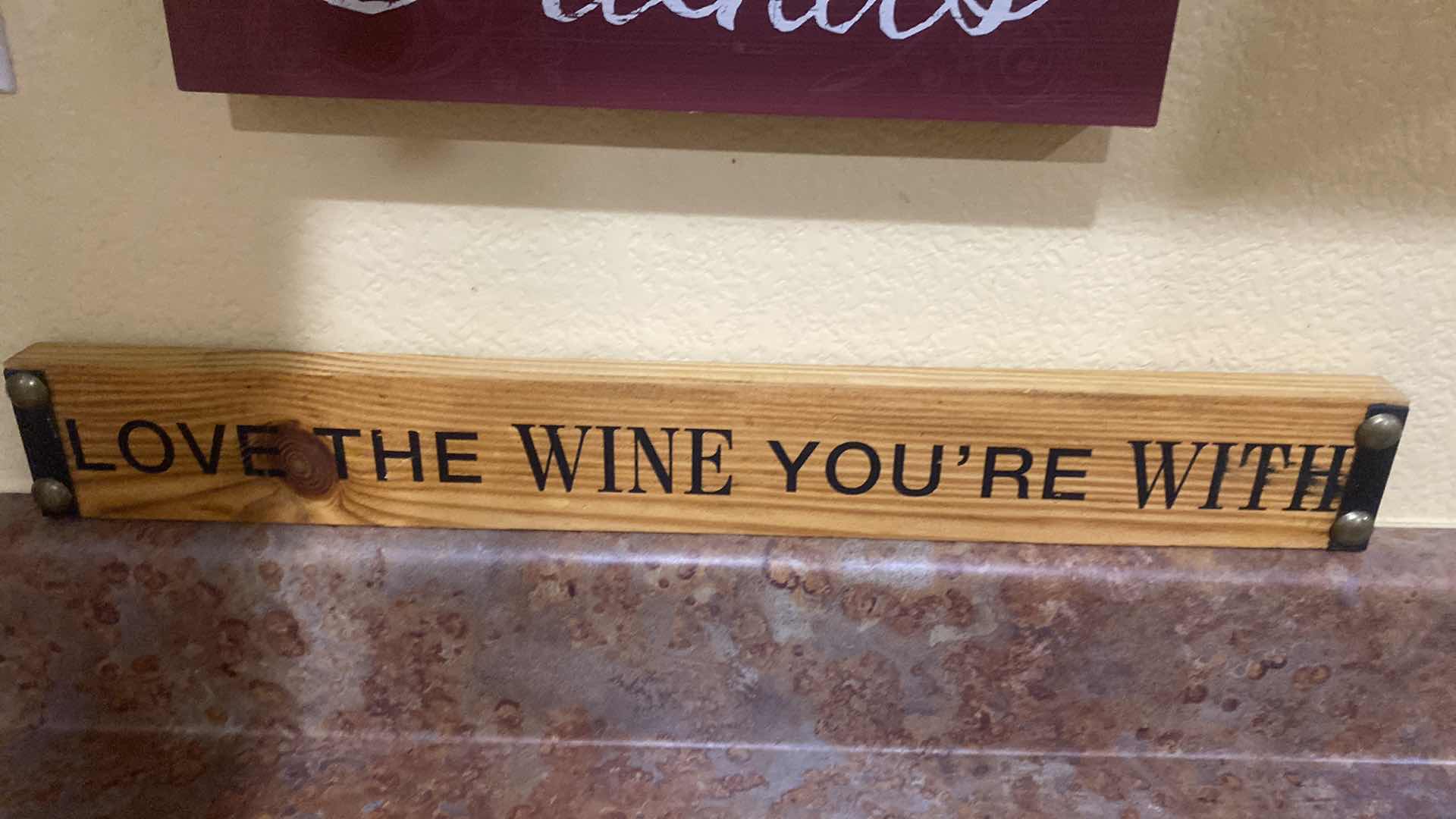 Photo 1 of PAIR OF WINE WOOD WALL PLAQUES 12” x 8 1/2”