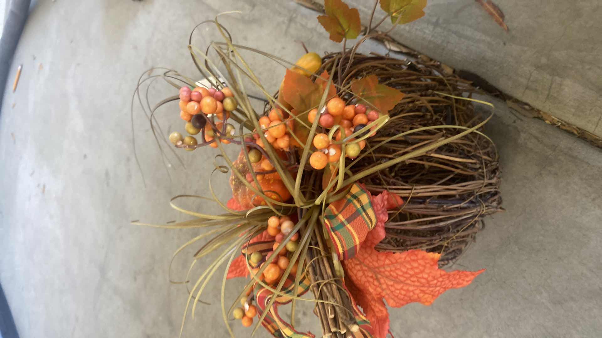 Photo 1 of TOTE OF FALL DECOR & ALUMINUM PLANTERS