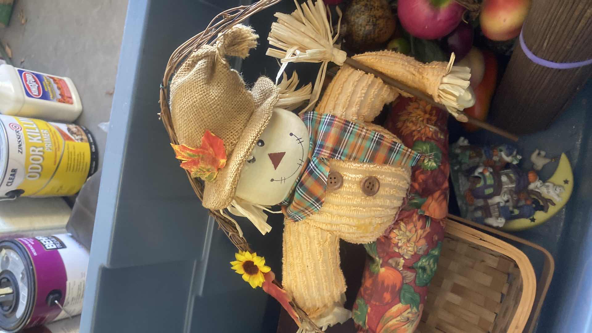 Photo 1 of TOTE OF FALL DECOR & ALUMINUM PLANTERS