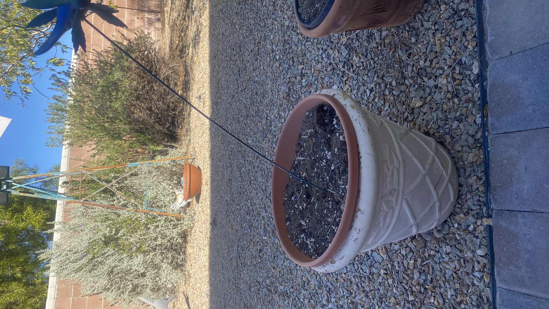 Photo 1 of 2 PLASTIC POTS & 1 CLAY POT LARGEST 15” x 14”