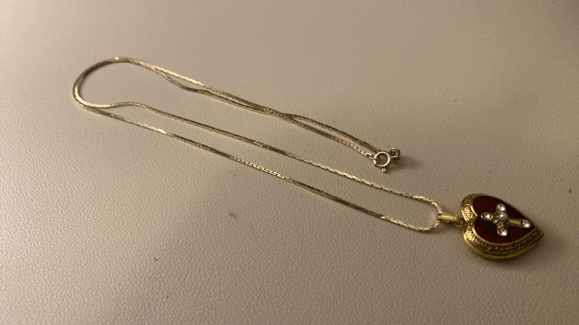 Photo 1 of 14K GOLD  VATICAN LIBRARY COLLECTION RED ENAMELED CROSS 23” NECKLACE FROM ITALY, CHAIN WEIGHT 6.16g