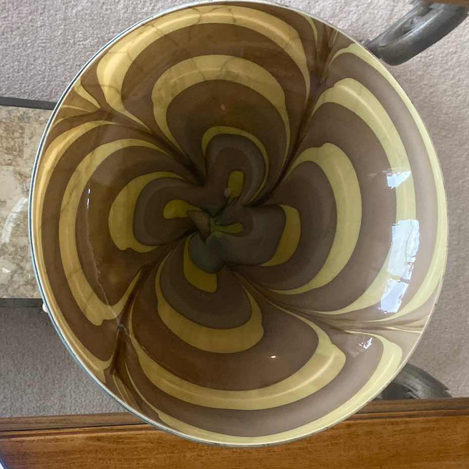 Photo 1 of JOZEFINA KRONSO BLOWN ART GLASS JELLYFISH/OCTOPUS MARBLED BEIGE BOWL 14 1/2” x 11 1/2” APPROX VALUE $220