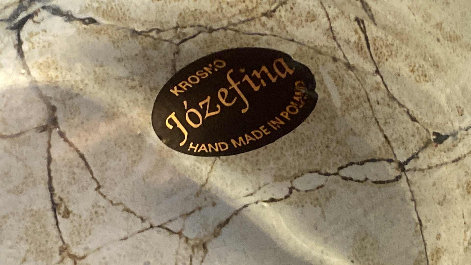 Photo 1 of JOZEFINA KRONSO BLOWN ART GLASS MARBLED BEIGE VASE H14” EST VALUE $259