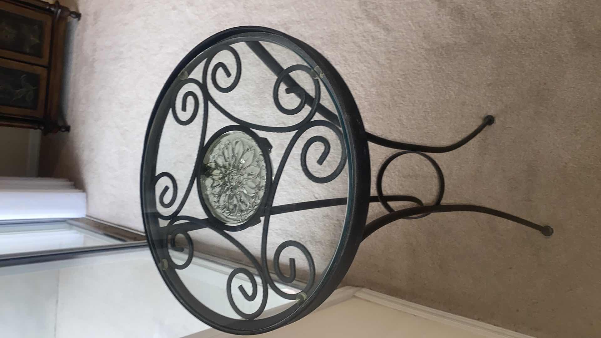 Photo 1 of 12 1/2” ROUND TALL METAL & GLASS PLANT STAND H36”