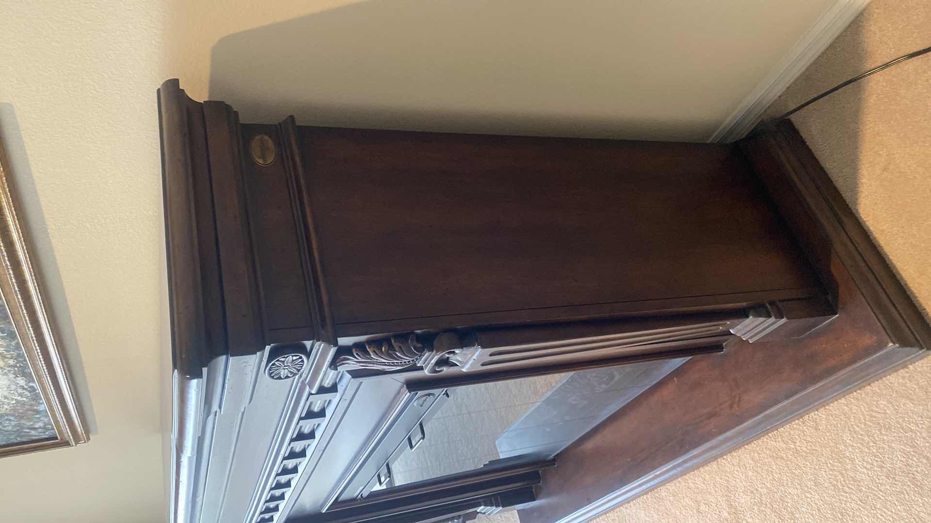 Photo 1 of SYMPHONY ELECTRIC FIREPLACE IN WOOD CABINET WITH ACANTHUS LEAF DETAIL (WITH MANUAL, TURNS ON, 2 REMOTES 64“ x 21“ H 48”