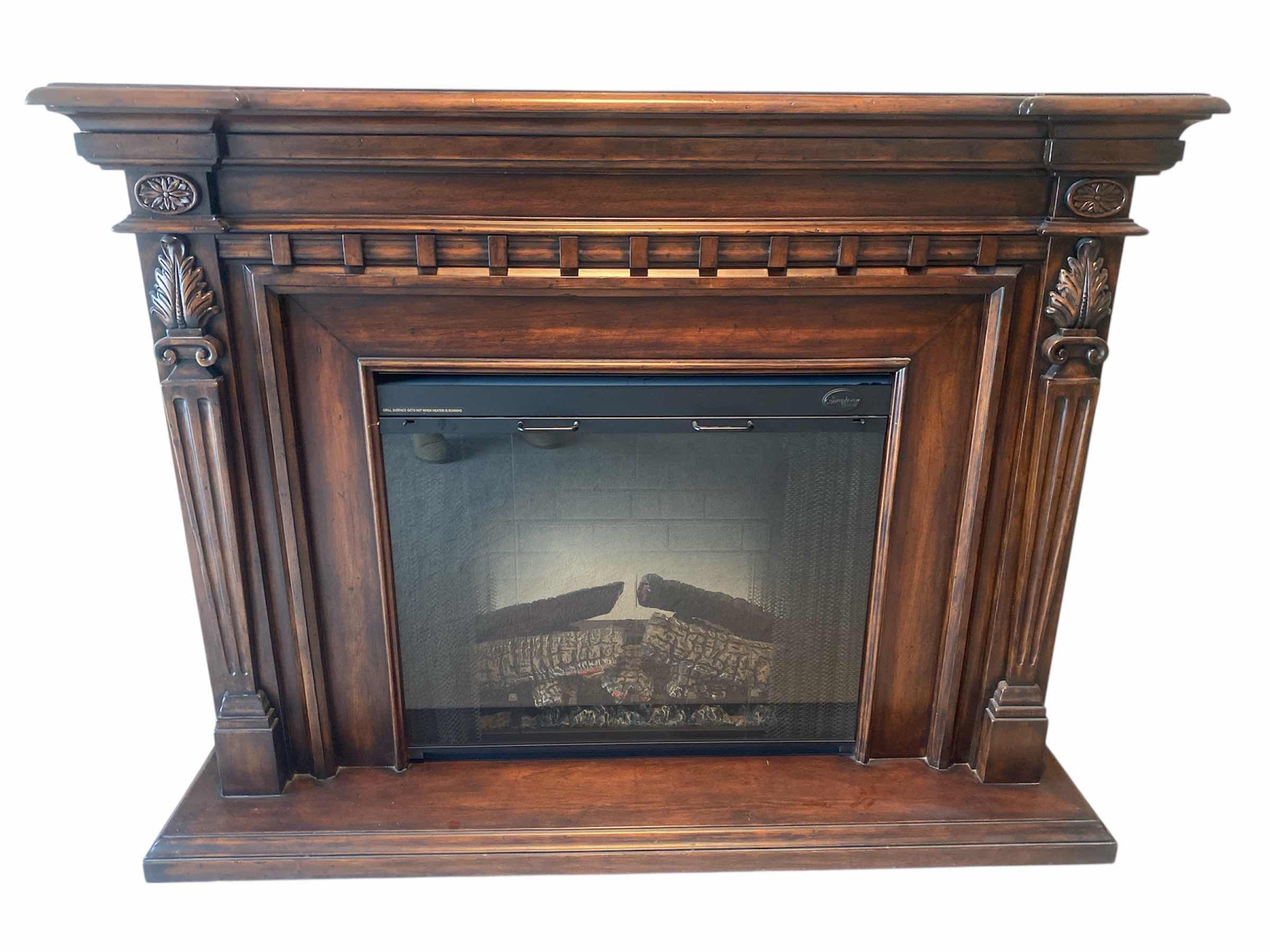 Photo 1 of SYMPHONY ELECTRIC FIREPLACE IN WOOD CABINET WITH ACANTHUS LEAF DETAIL (WITH MANUAL, TURNS ON, 2 REMOTES 64“ x 21“ H 48”