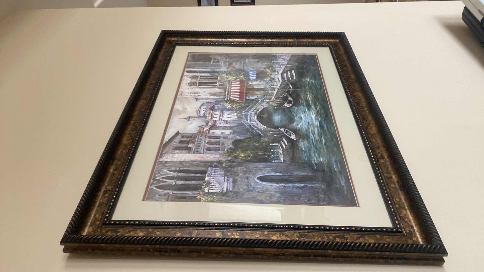 Photo 1 of ORNATE WOOD FRAMED ART PRINT “VENIZIA PETITE I” SIGNED GIANNI MANCINI ARTWORK 46“ x 34“