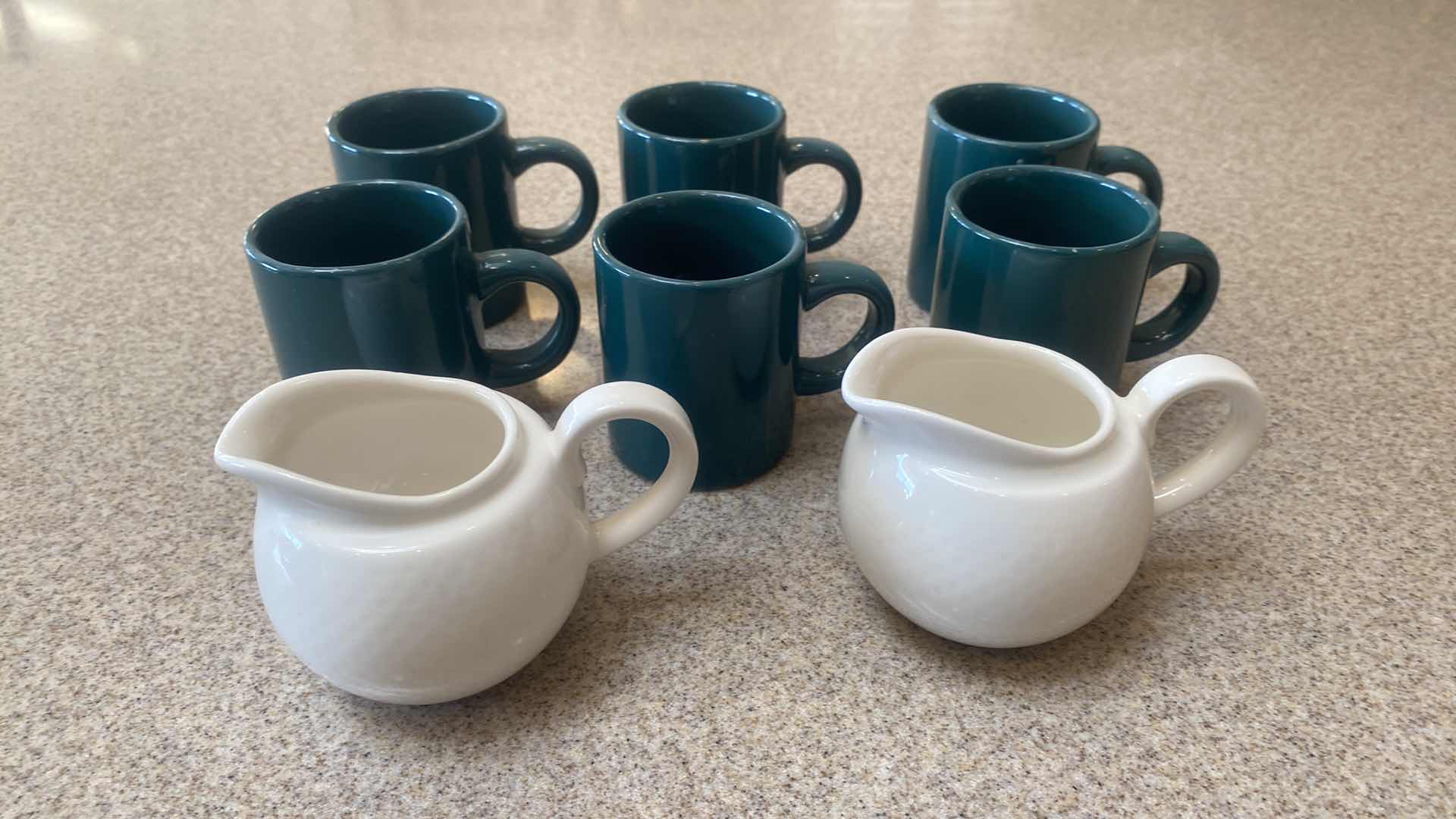 Photo 1 of CONTENTS OF CABINET - 12 PIECE SET FORMALITIES TEA/ESPRESSO & 6 GREEN ESPRESSO CUPS WITH 2 PITCHERS