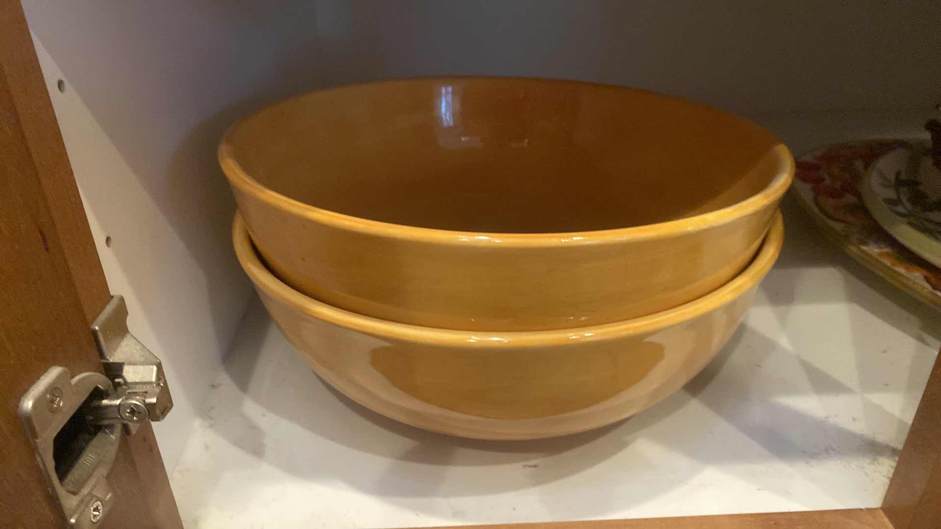 Photo 1 of CONTENTS OF CABINET - 2 SHELFS CERAMIC SERVE WARE & GLASS PITCHER