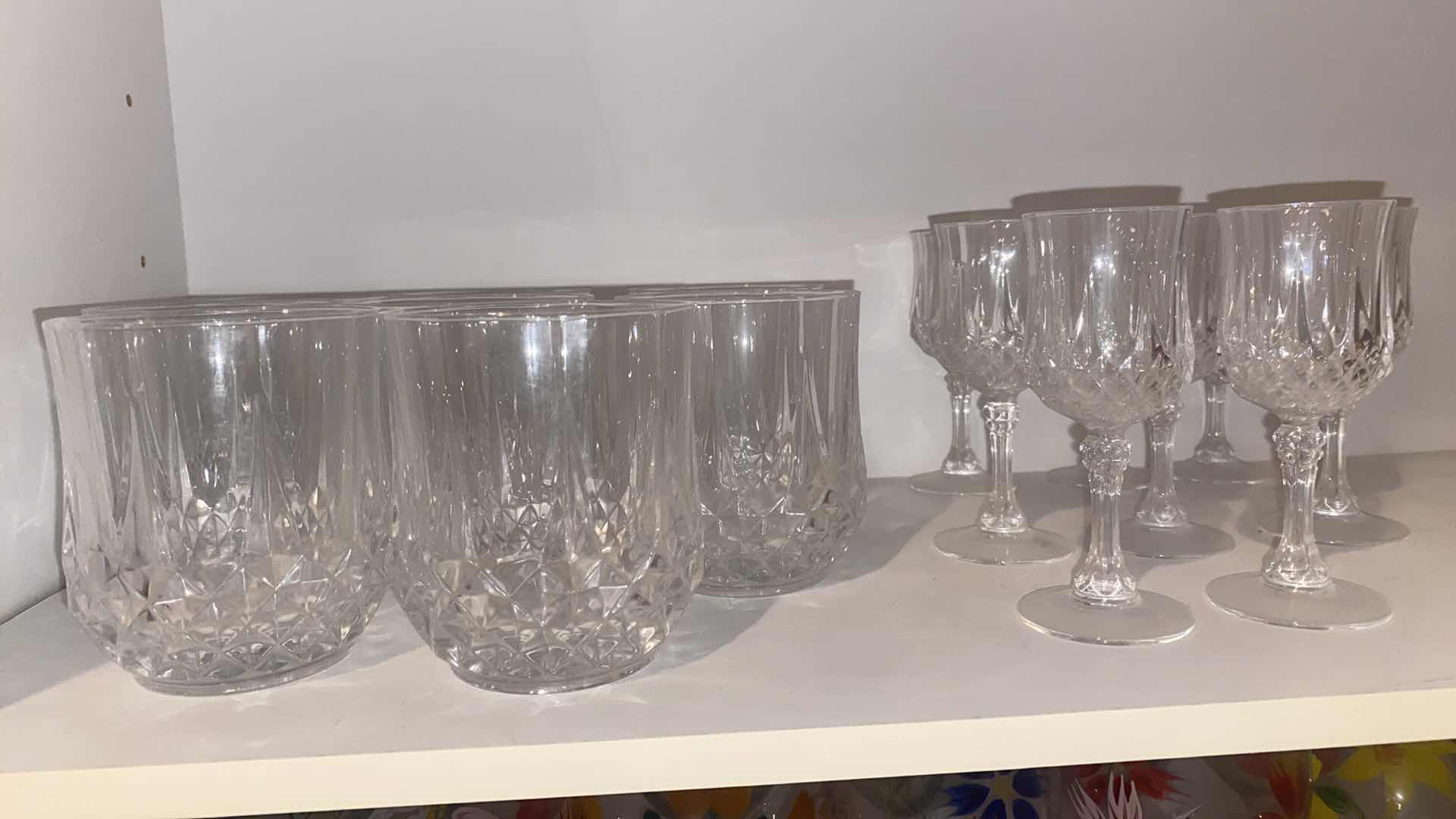 Photo 1 of CONTENTS OF CABINET - 1 SHELF LONGCHAMPS - 8 OLD FASHIONED & 8 CORDIAL GLASSES
