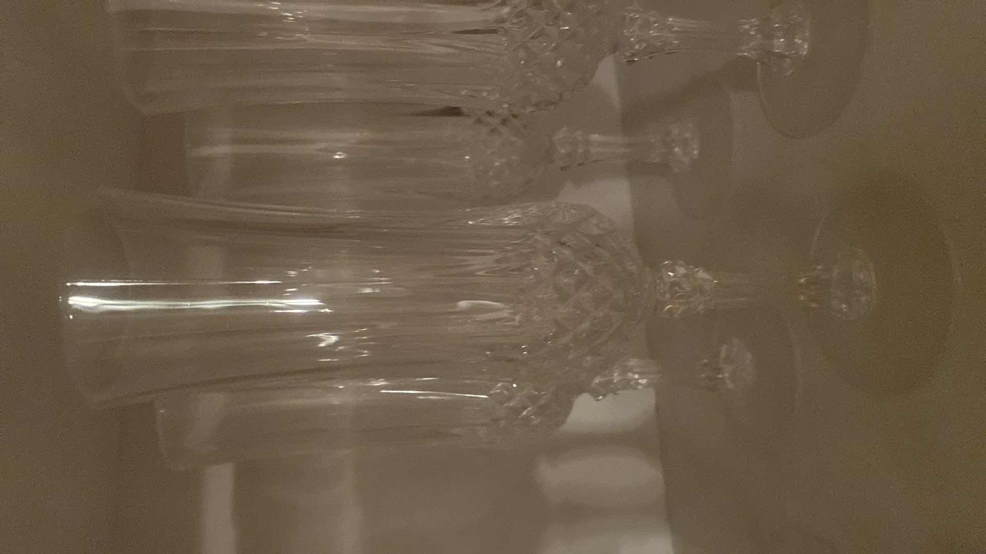 Photo 1 of CONTENTS OF CABINET - 1 SHELF LONGCHAMPS 8 CHAMPAGNE GLASSES