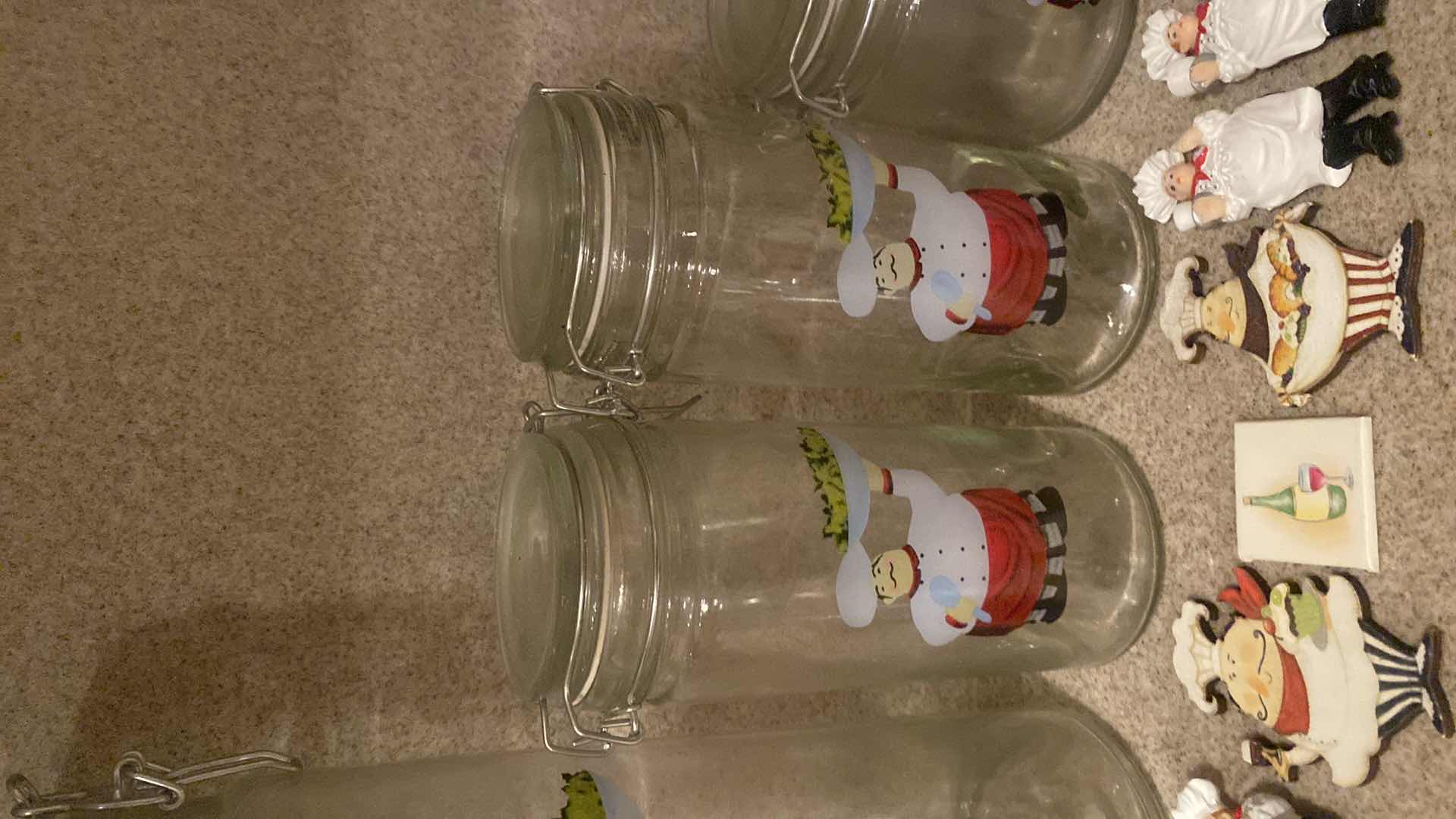 Photo 1 of 6 “LETS DINE” GLASS CANISTERS & 7 REFRIGERATOR MAGNETS