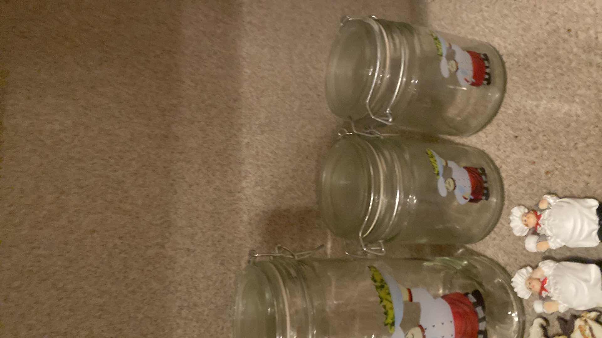 Photo 1 of 6 “LETS DINE” GLASS CANISTERS & 7 REFRIGERATOR MAGNETS