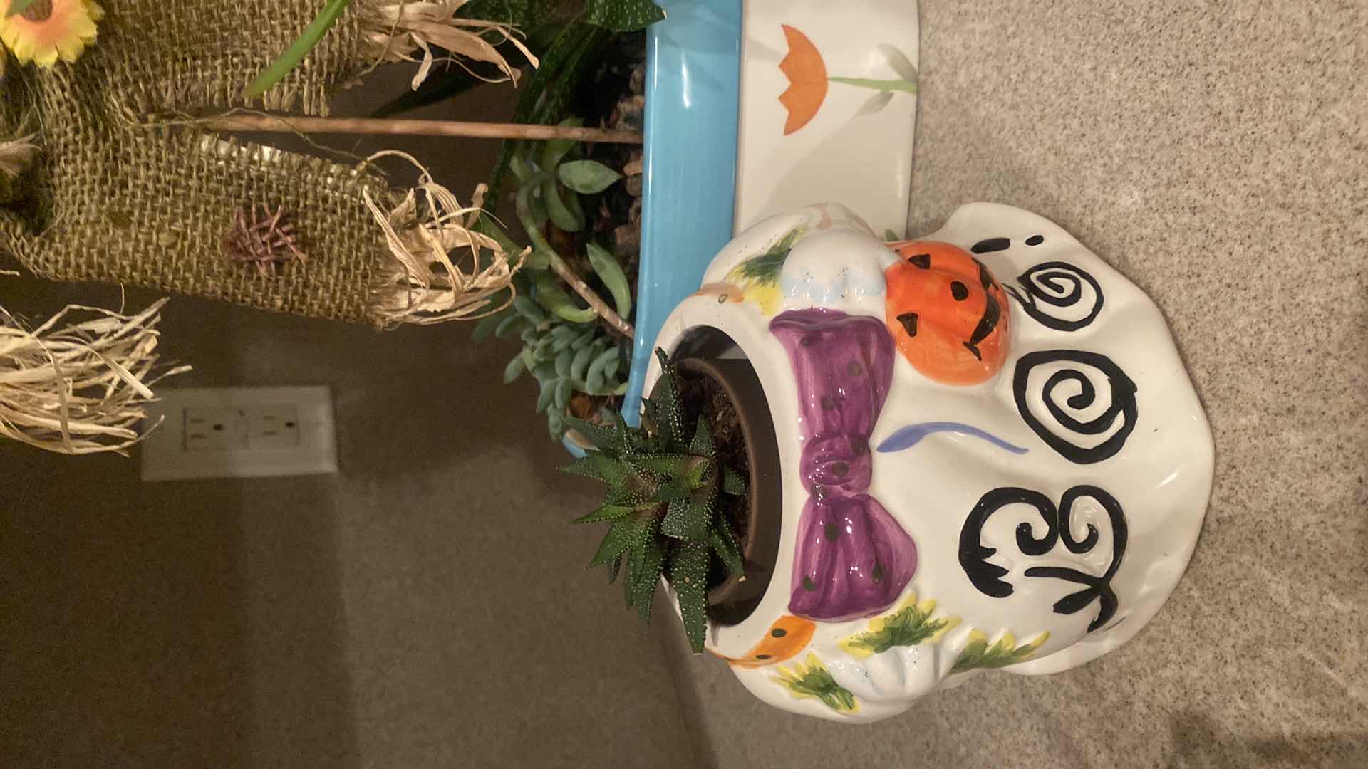 Photo 1 of 3-FAUX SUCCULENTS PLANTS IN CERAMIC & CLAY POTS LARGEST POT 9 1/2” x 5”