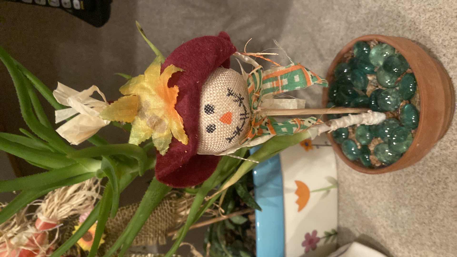 Photo 1 of 3-FAUX SUCCULENTS PLANTS IN CERAMIC & CLAY POTS LARGEST POT 9 1/2” x 5”