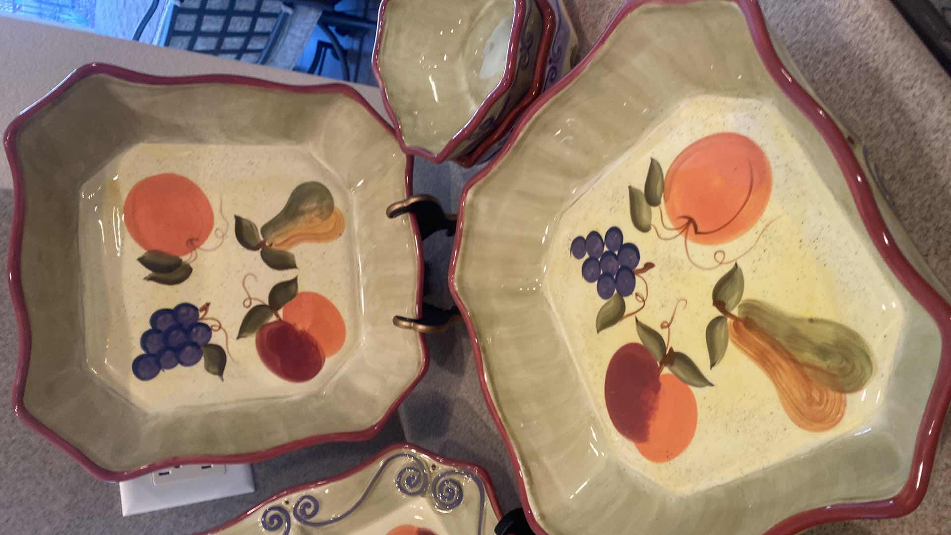 Photo 1 of 8-PIECE CERAMIC FRUIT MOTIF SERVE WARE
