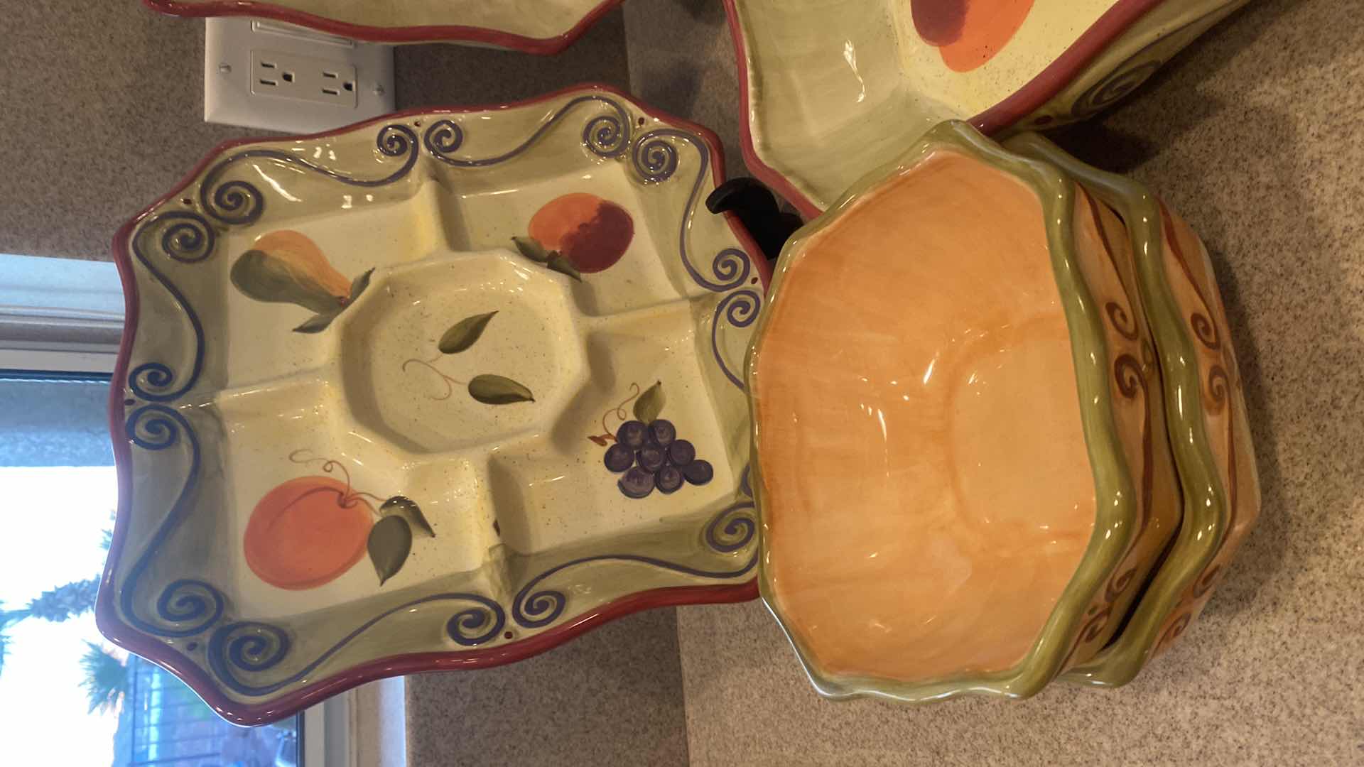 Photo 1 of 8-PIECE CERAMIC FRUIT MOTIF SERVE WARE