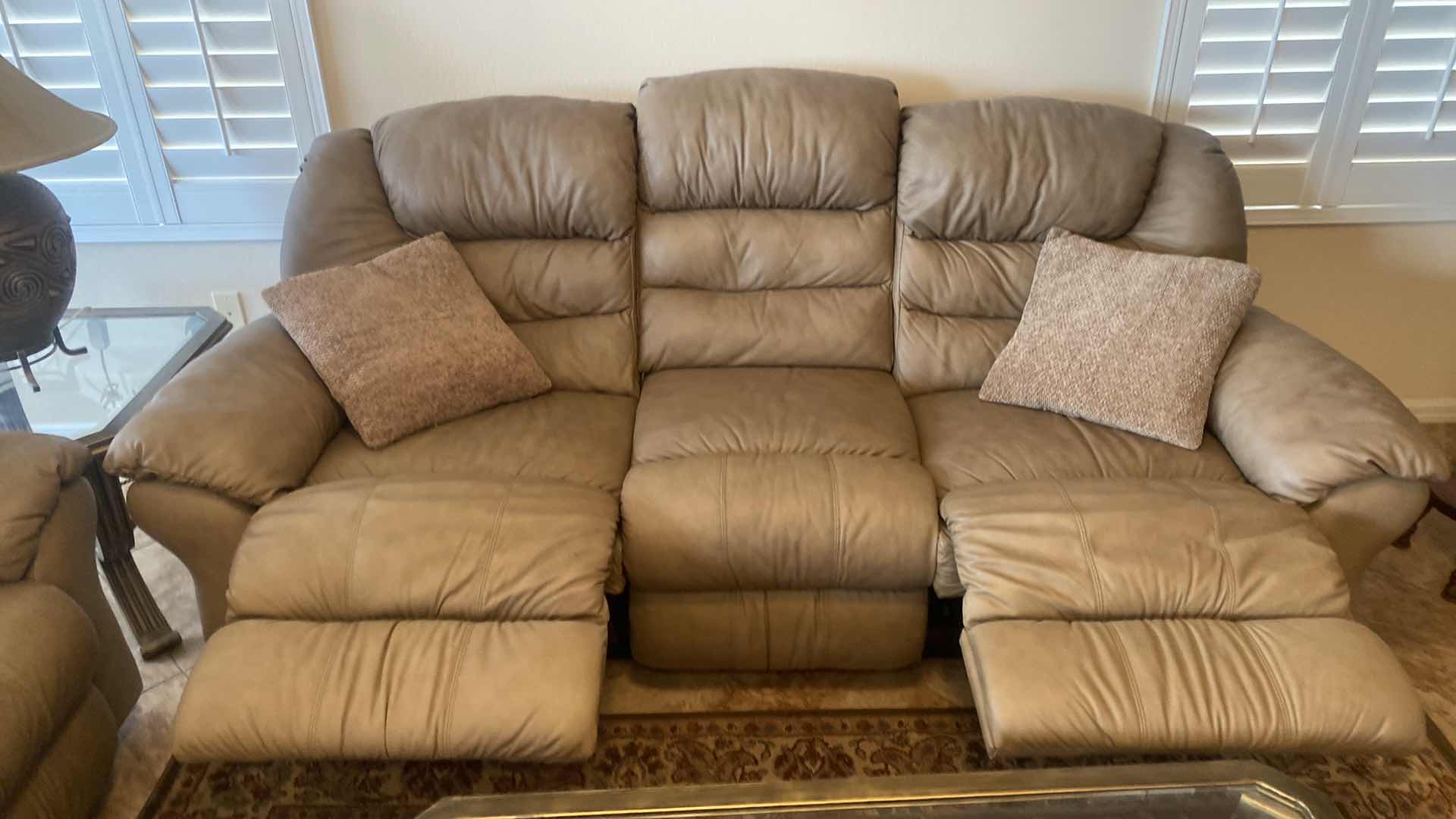 Photo 1 of 88” BONDED LEATHER SOFA WITH MANUAL RECLINE (loveseat available also, other items in picture sold separately)
