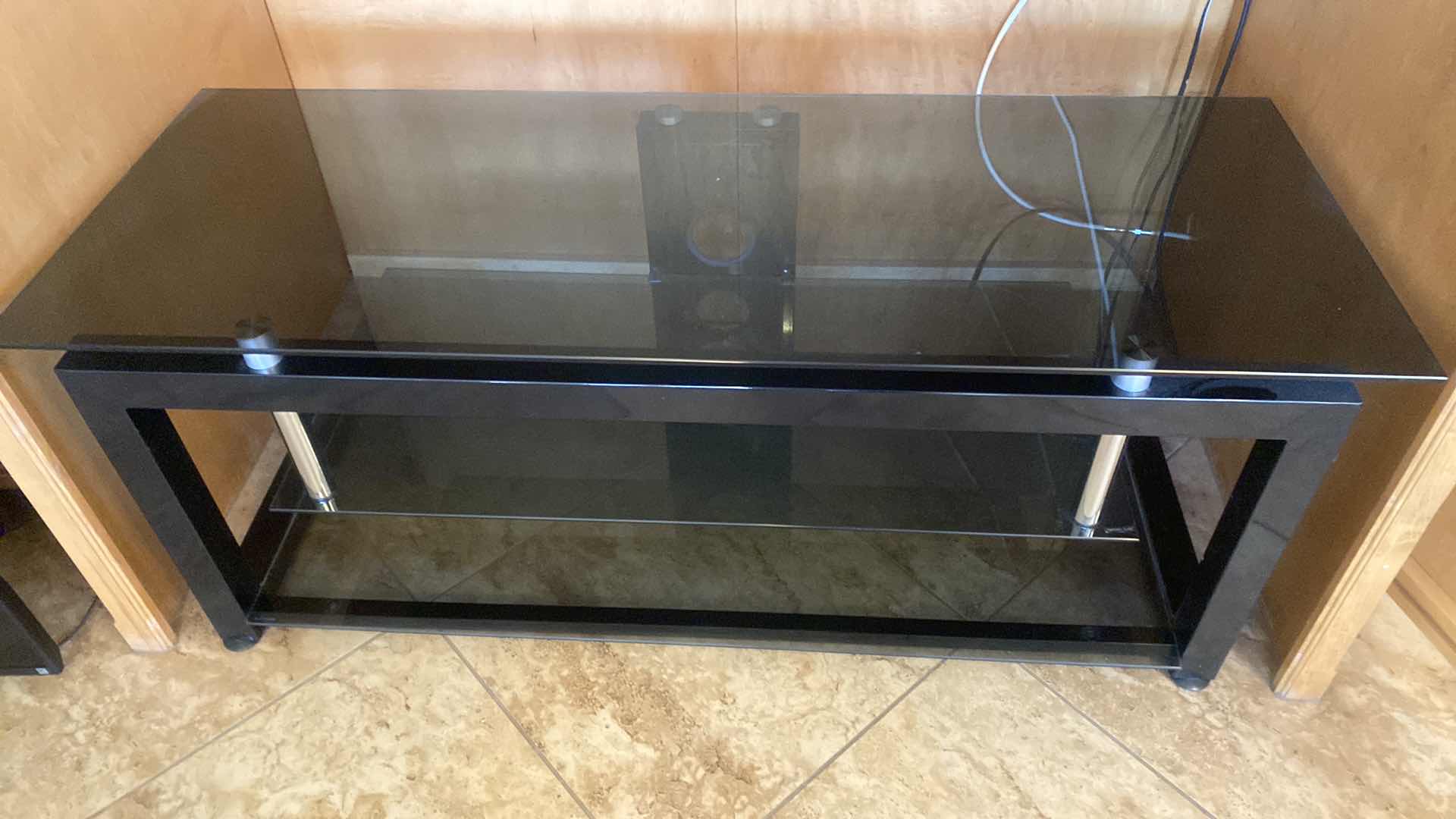 Photo 1 of BLACK GLASS & METAL TV STAND 52“ x 20“ H20”