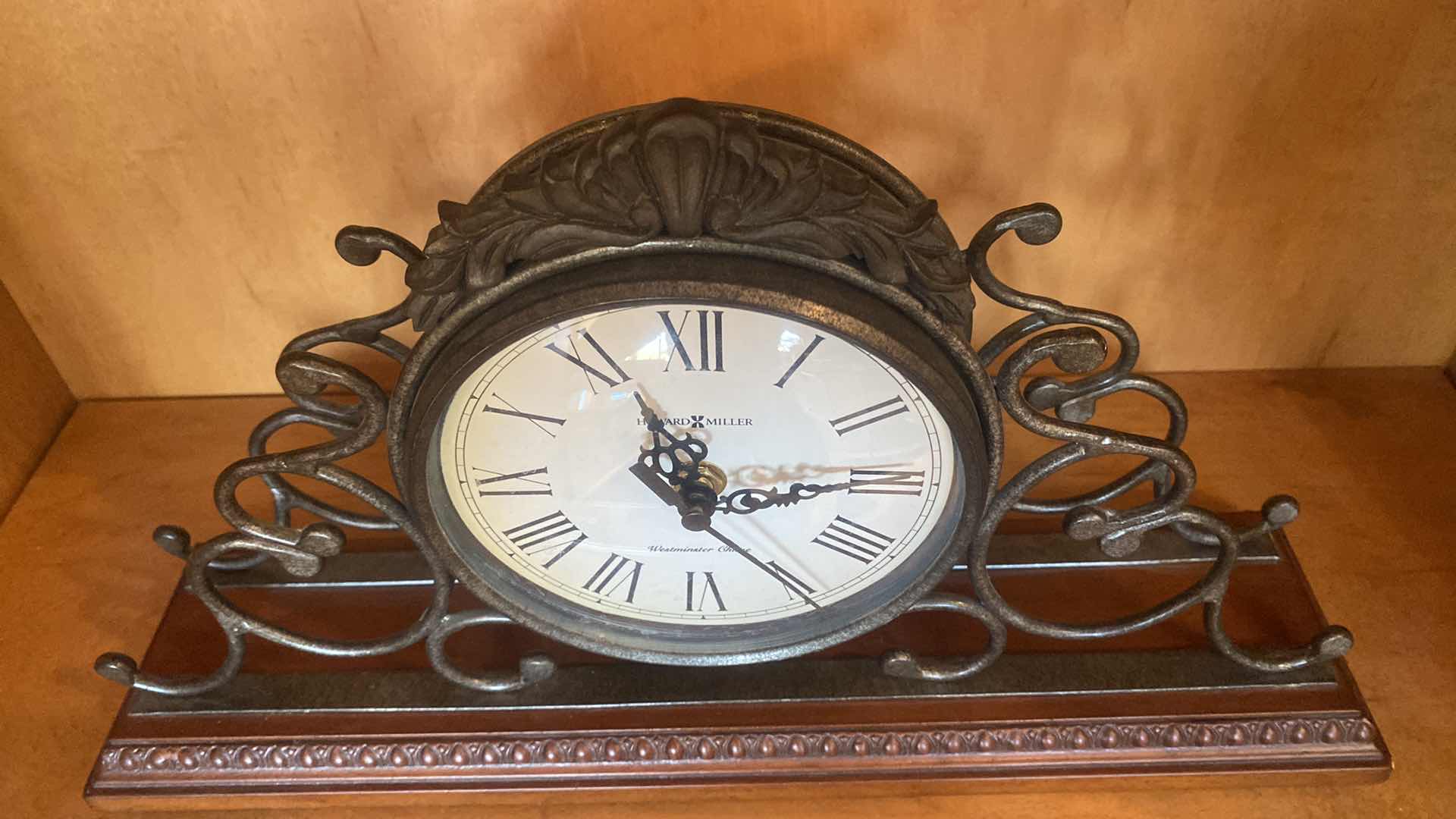 Photo 1 of HOWARD MILLERS WESTMINSTER CHIME MANTLE CLOCK 15 1/2” x 9 1/2”