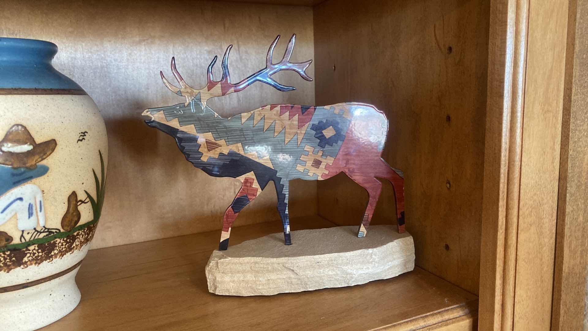 Photo 1 of 3-SANDSTONE POTTERY AND METAL ANIMALS LARGEST 8” x 8”