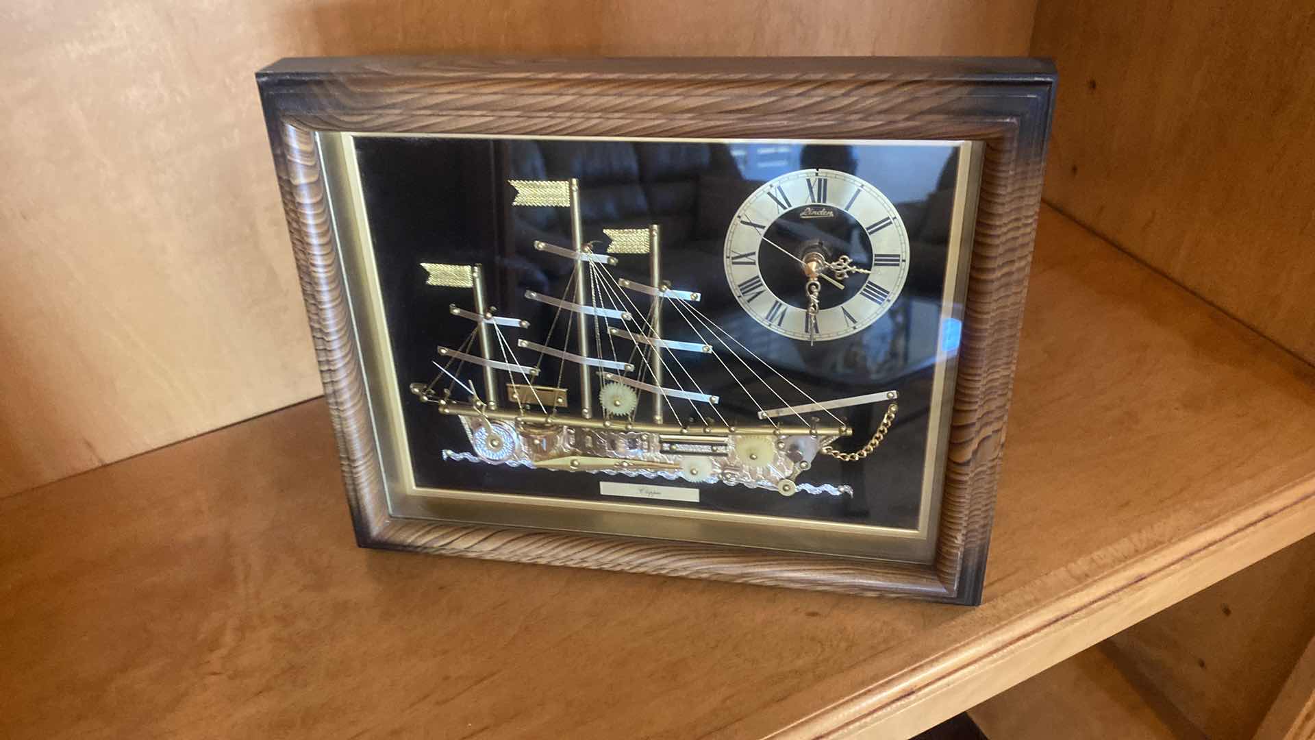 Photo 1 of LINDEN CLIPPER SHIP CLOCK PLAQUE 10” x 8”