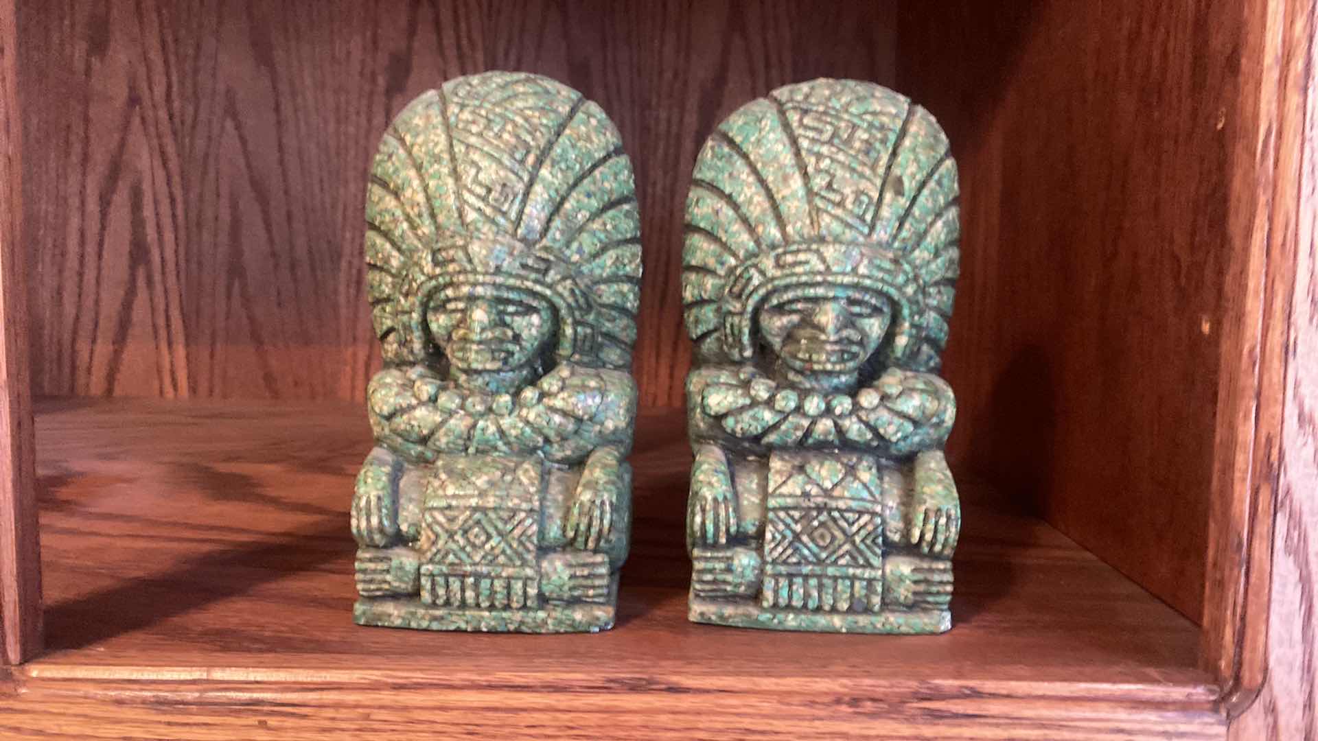 Photo 1 of MAYAN MALACHITE BOOK ENDSB 4” x 8 1/2”