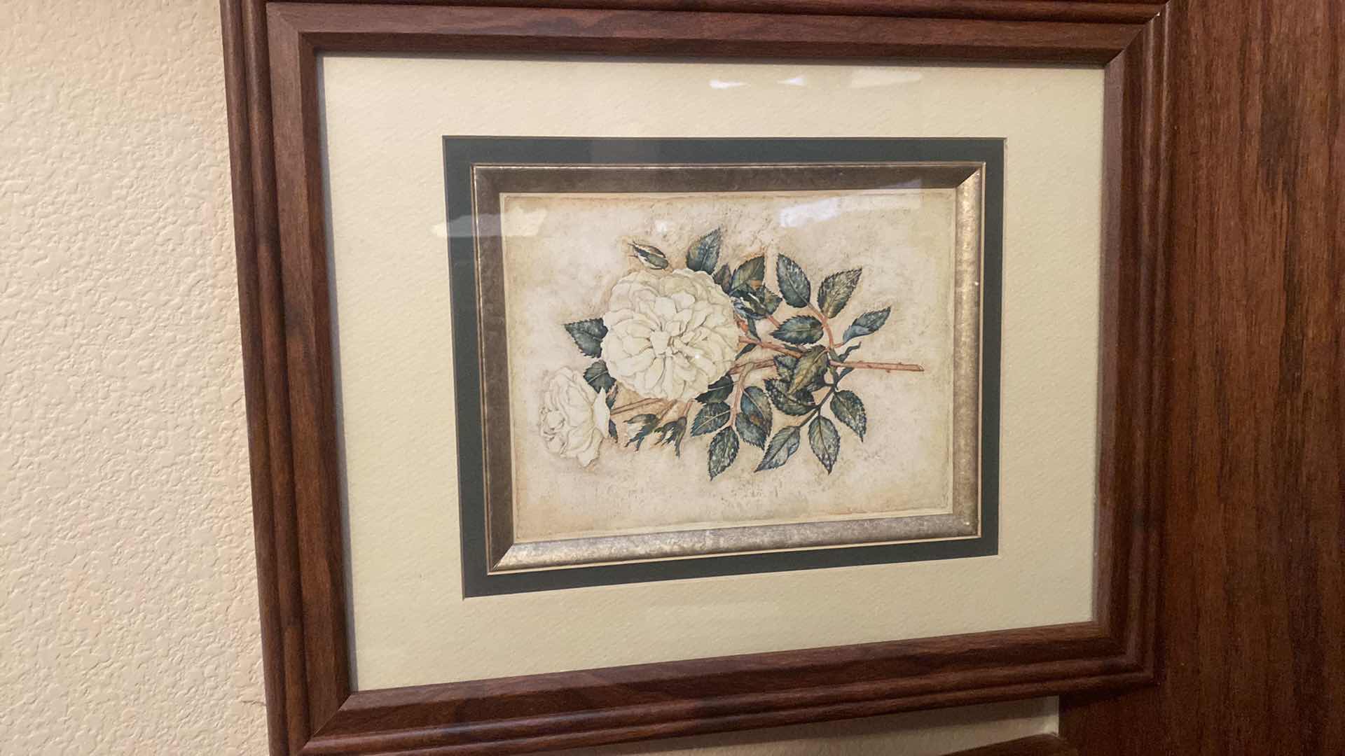 Photo 1 of 3-FRAMED ART 2 FLORAL & “THE-RED HAT BERMUDA” WATERCOLOR SIGNED ARTWORK 16 1/2“ x 21“