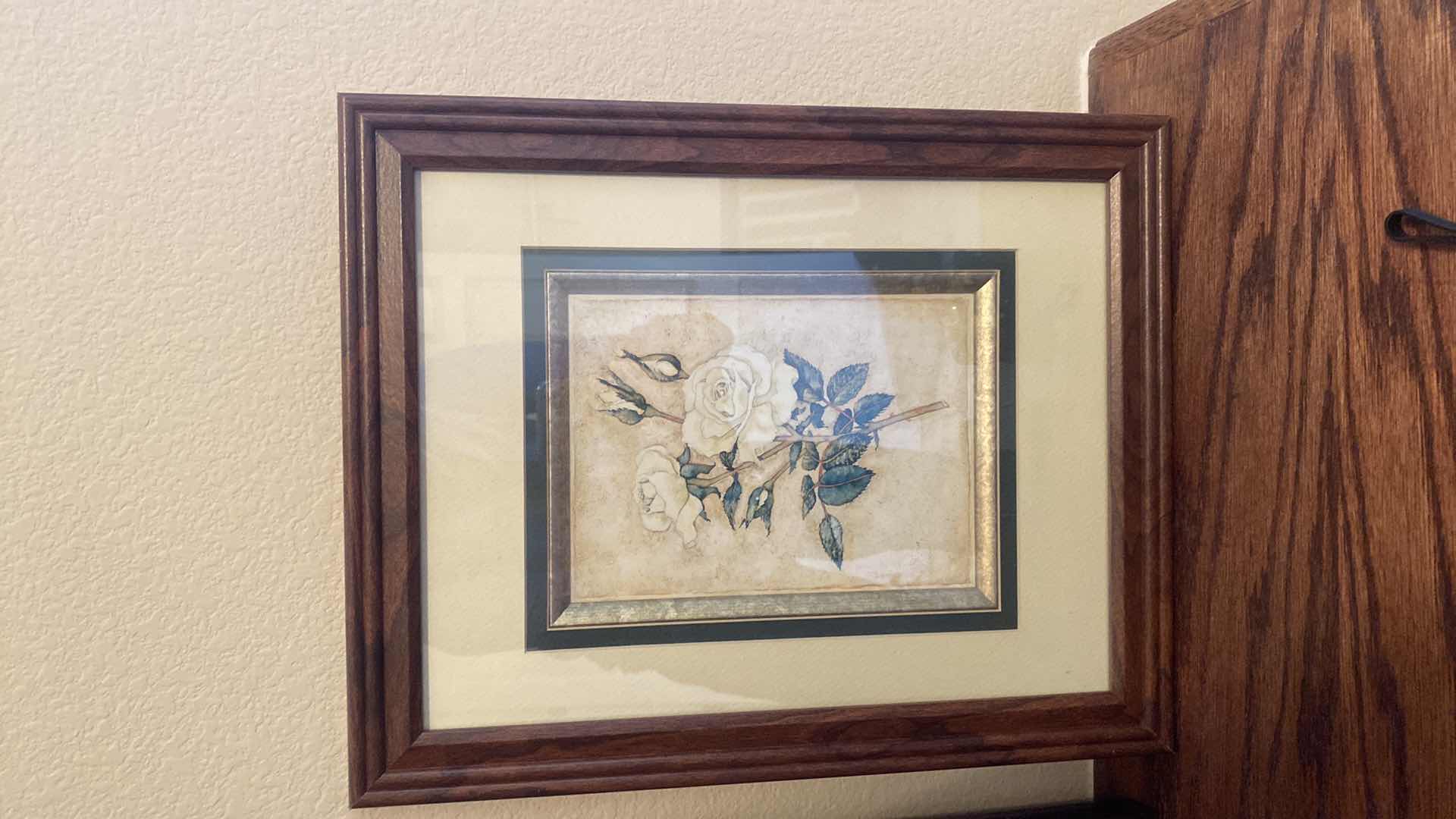 Photo 1 of 3-FRAMED ART 2 FLORAL & “THE-RED HAT BERMUDA” WATERCOLOR SIGNED ARTWORK 16 1/2“ x 21“