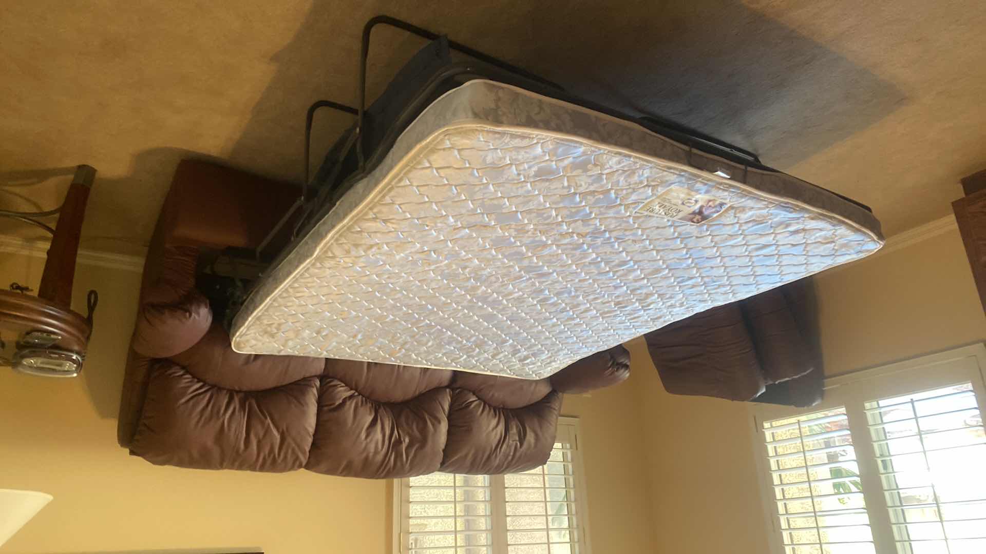 Photo 1 of 84” BROWN BONDED LEATHER SLEEPER SOFA WITH PULL OUT BED