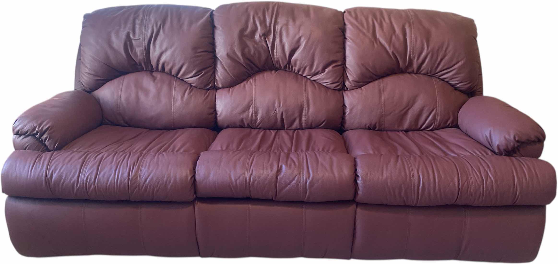 Photo 1 of 84” BROWN BONDED LEATHER SLEEPER SOFA WITH PULL OUT BED