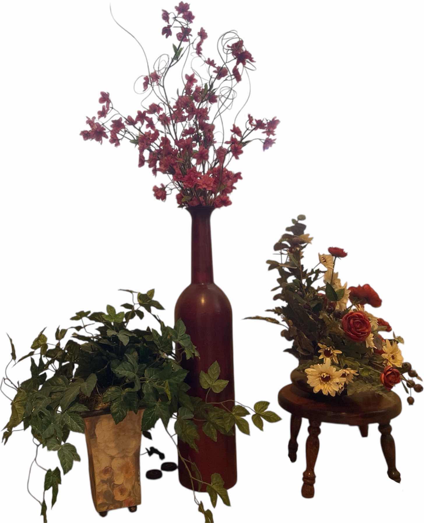 Photo 1 of 3-FAUX FLORALS TALLEST VASE H26” EXCLUDING FLORAL