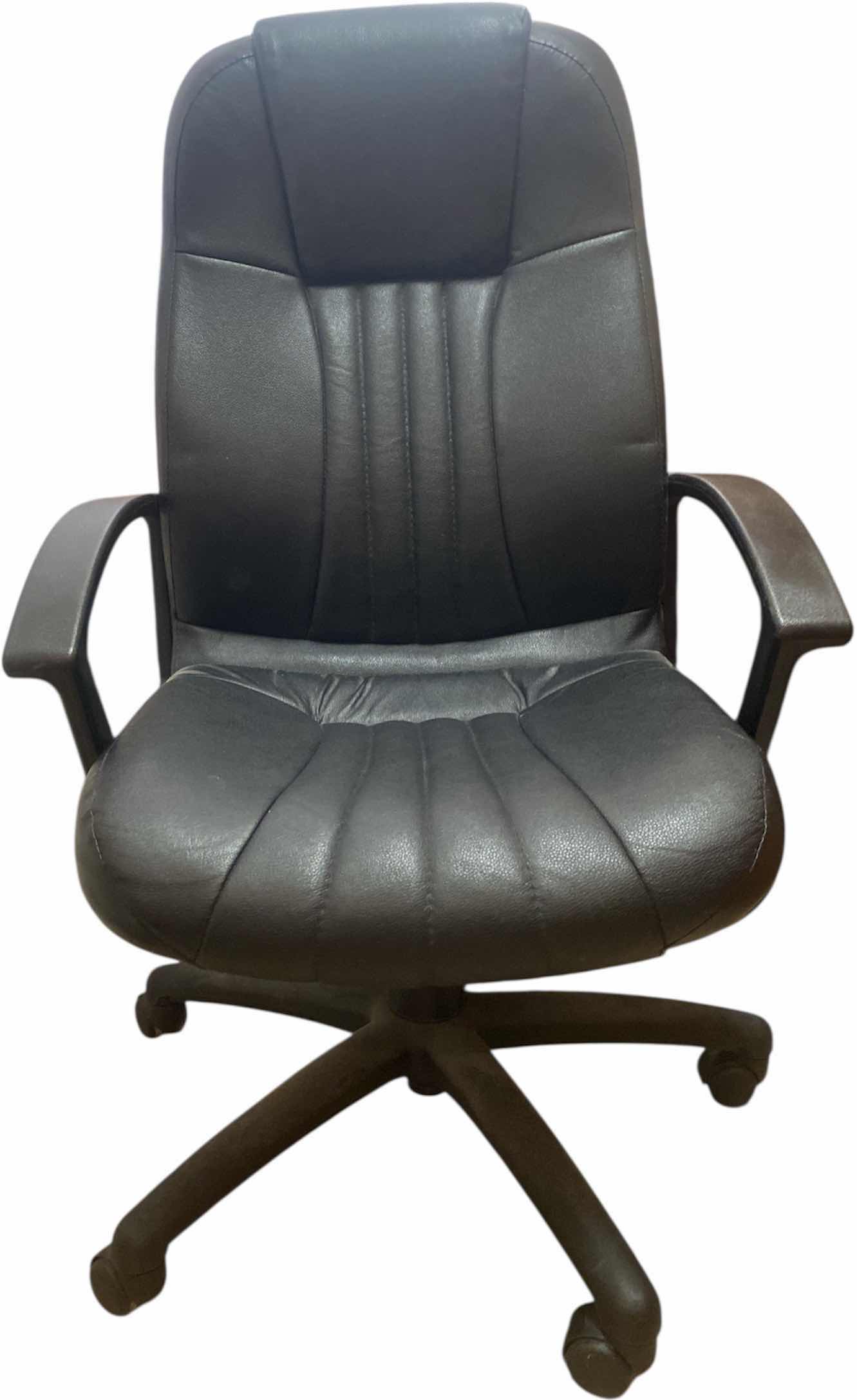 Photo 1 of BLACK BONDED LEATHER OFFICE CHAIR WITH WHEELS
