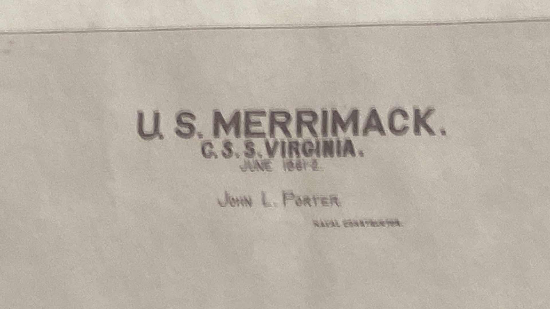 Photo 1 of FRAMED BLUE PRINT OF THE U.S. MERRIMACK ARTWORK 26 1:2” X 20 1/2”