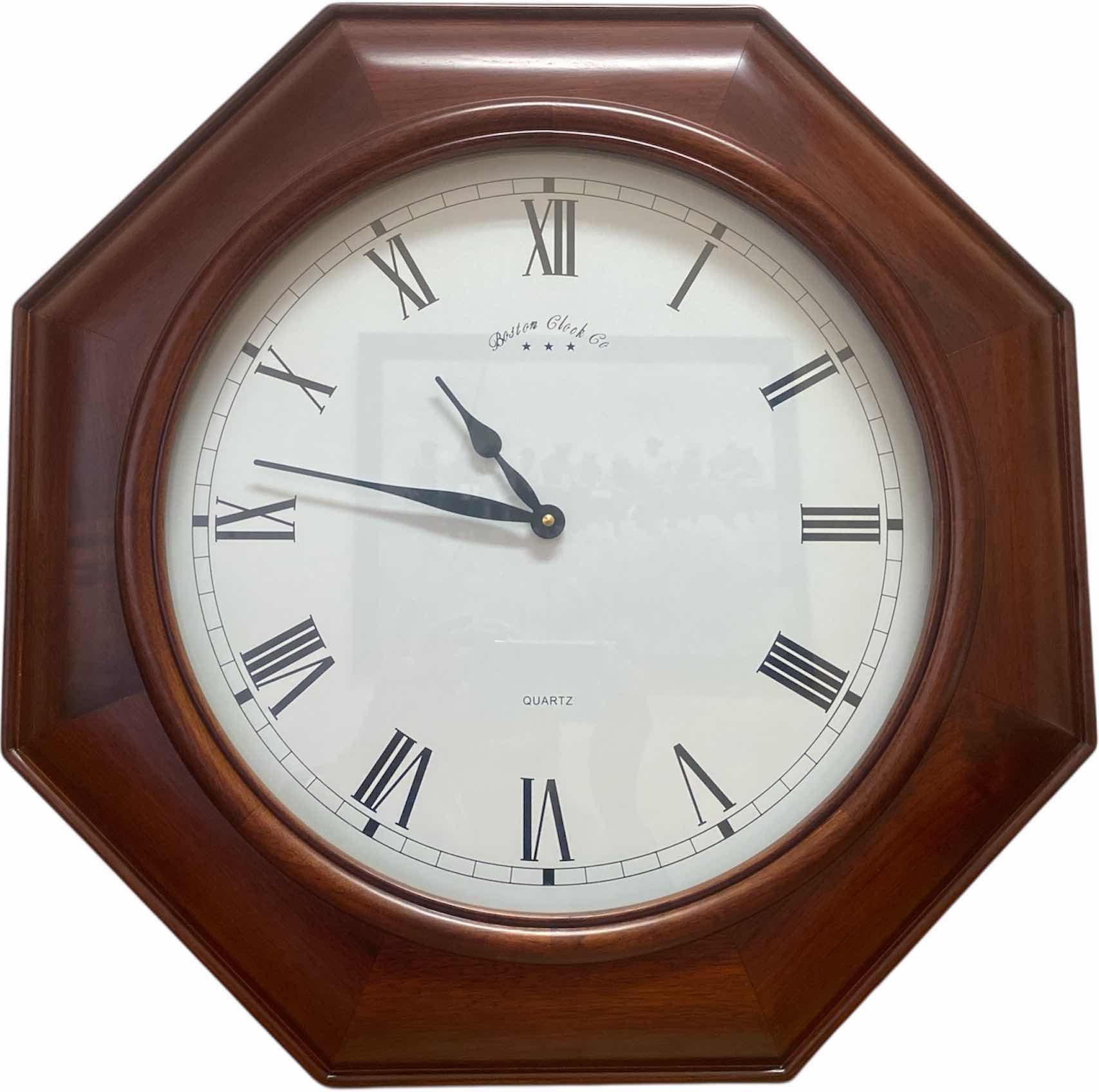 Photo 1 of BOSTON CLOCK CO QUARTZ WITH WOOD WALL CLOCK 21” x 21”