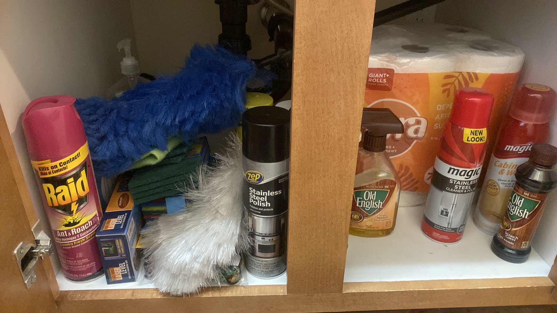 Photo 1 of CONTENTS IN CABINET-PAPER TOWELS & CLEANING SUPPLIES