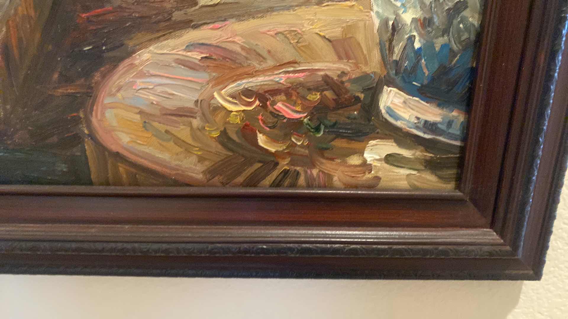 Photo 1 of ORNATE WOOD FRAMED EMBELLISHED COZY SITTING ROOM OIL ON CANVAS PRINT ARTWORK 53“ x 40“