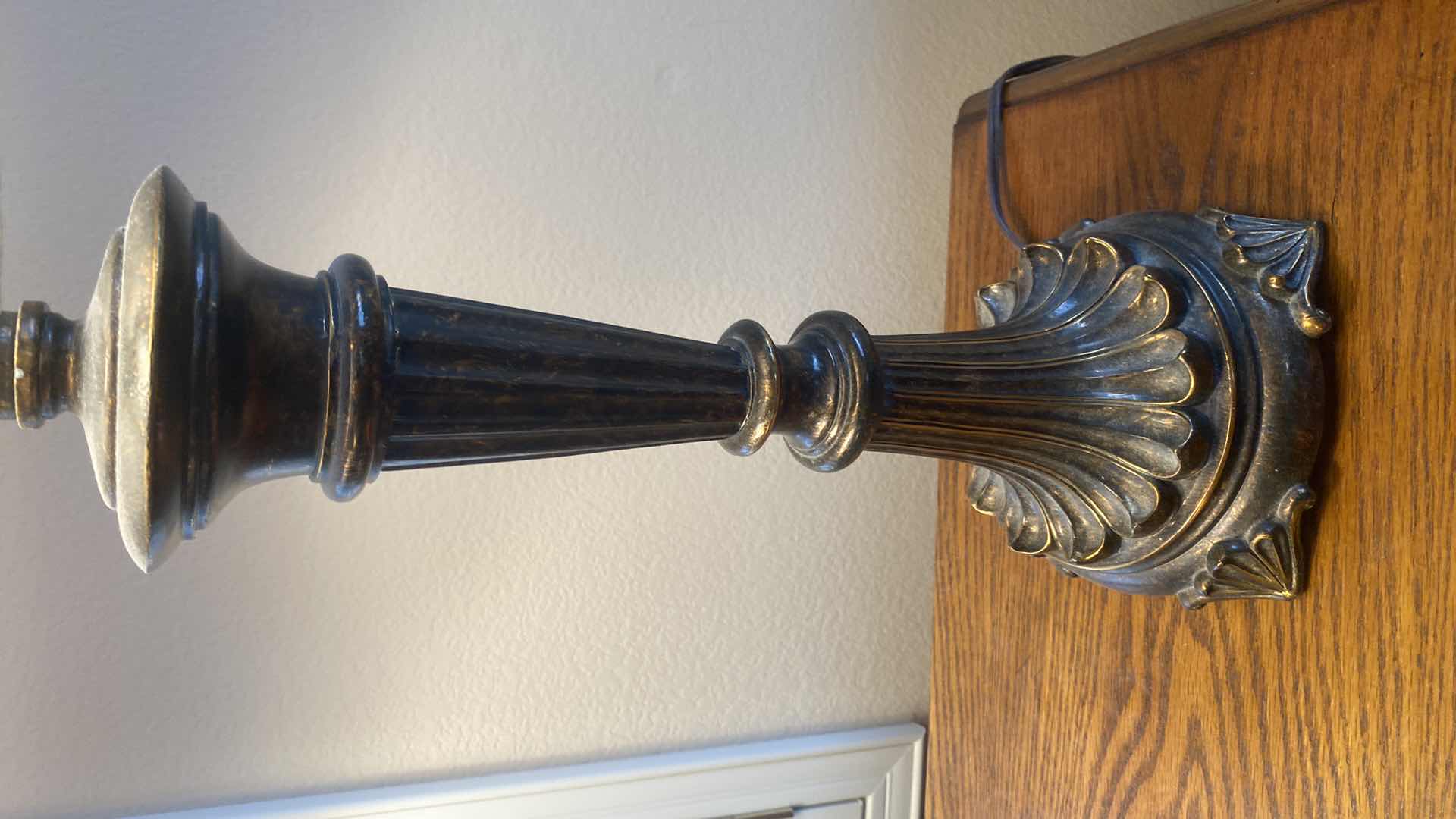 Photo 1 of 2-HEAVY METAL TABLE LAMPS H29”