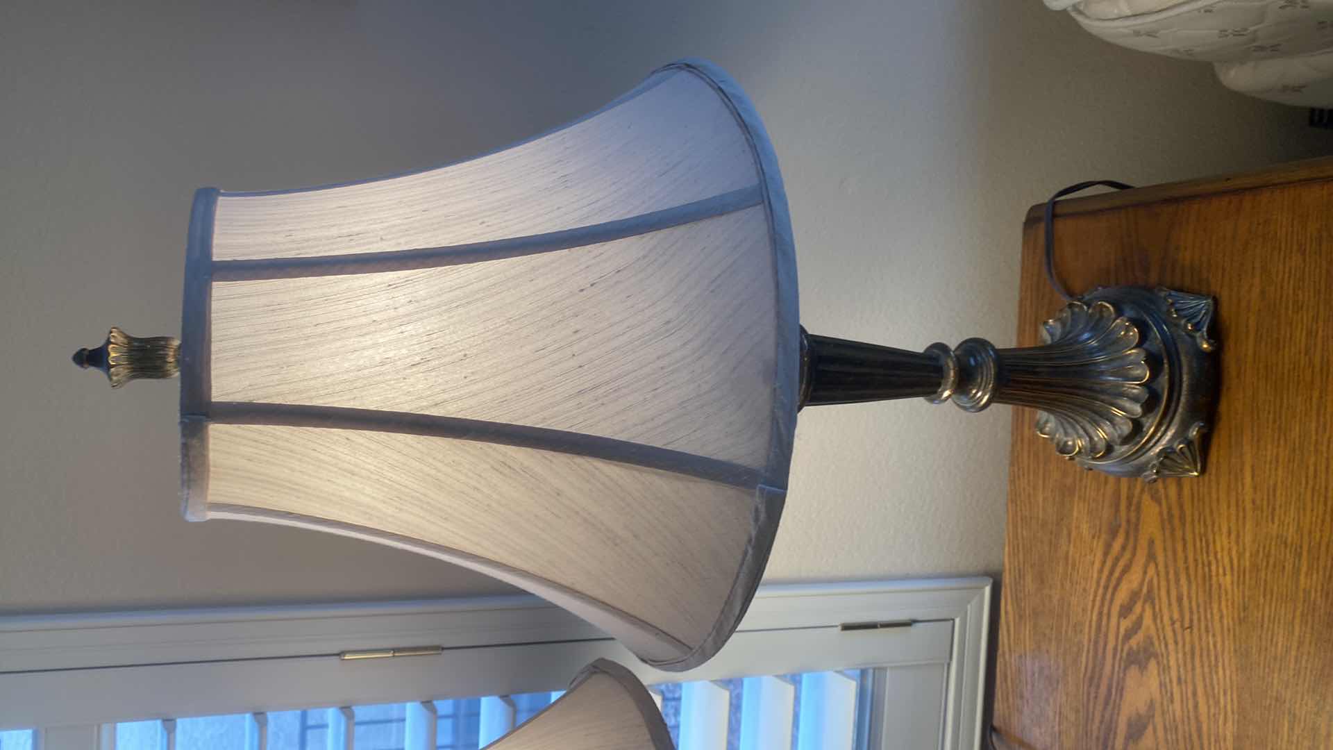 Photo 1 of 2-HEAVY METAL TABLE LAMPS H29”