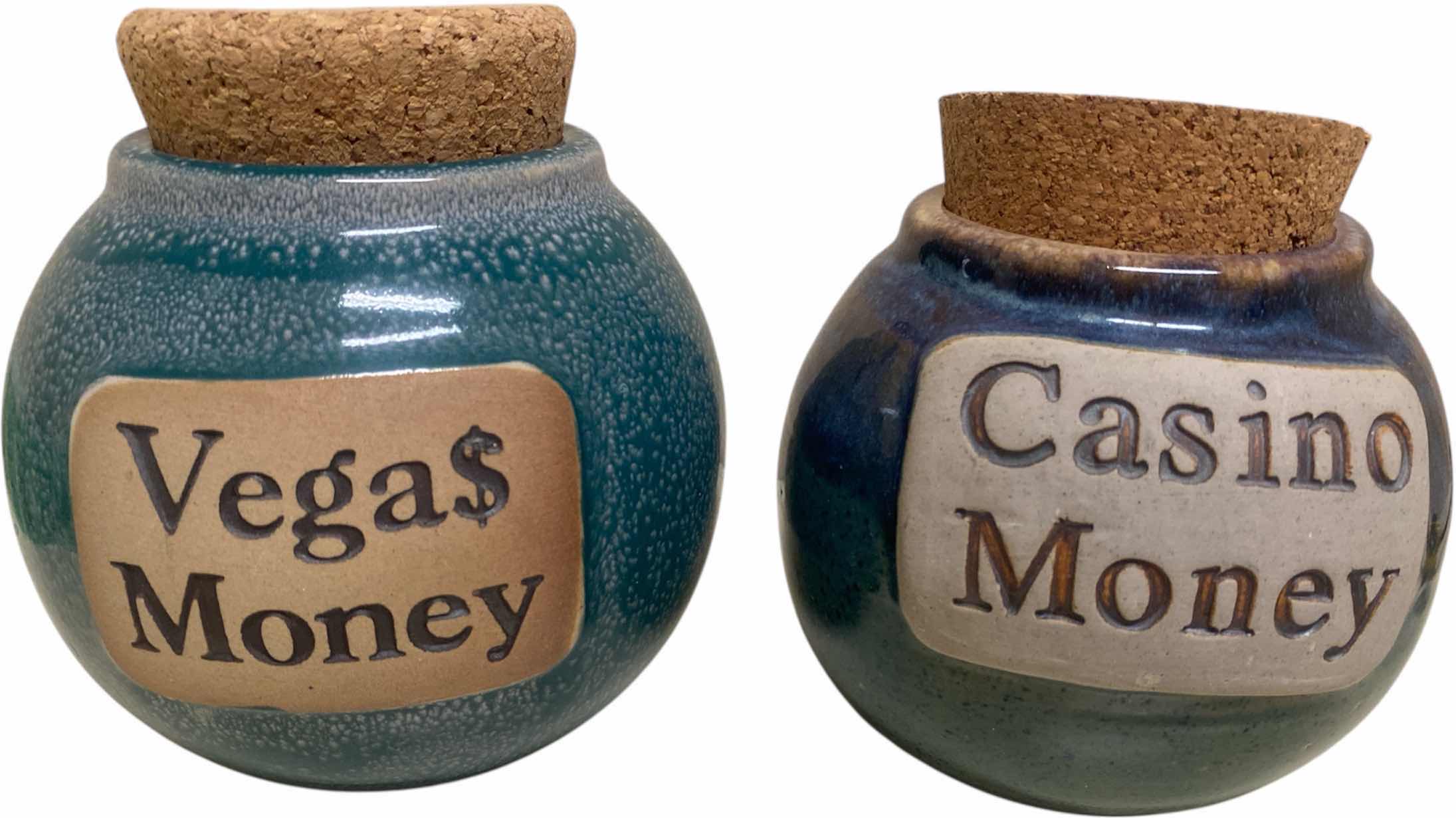 Photo 1 of 2-GLAZED POTTERY JARS 5” x 5 1/2”