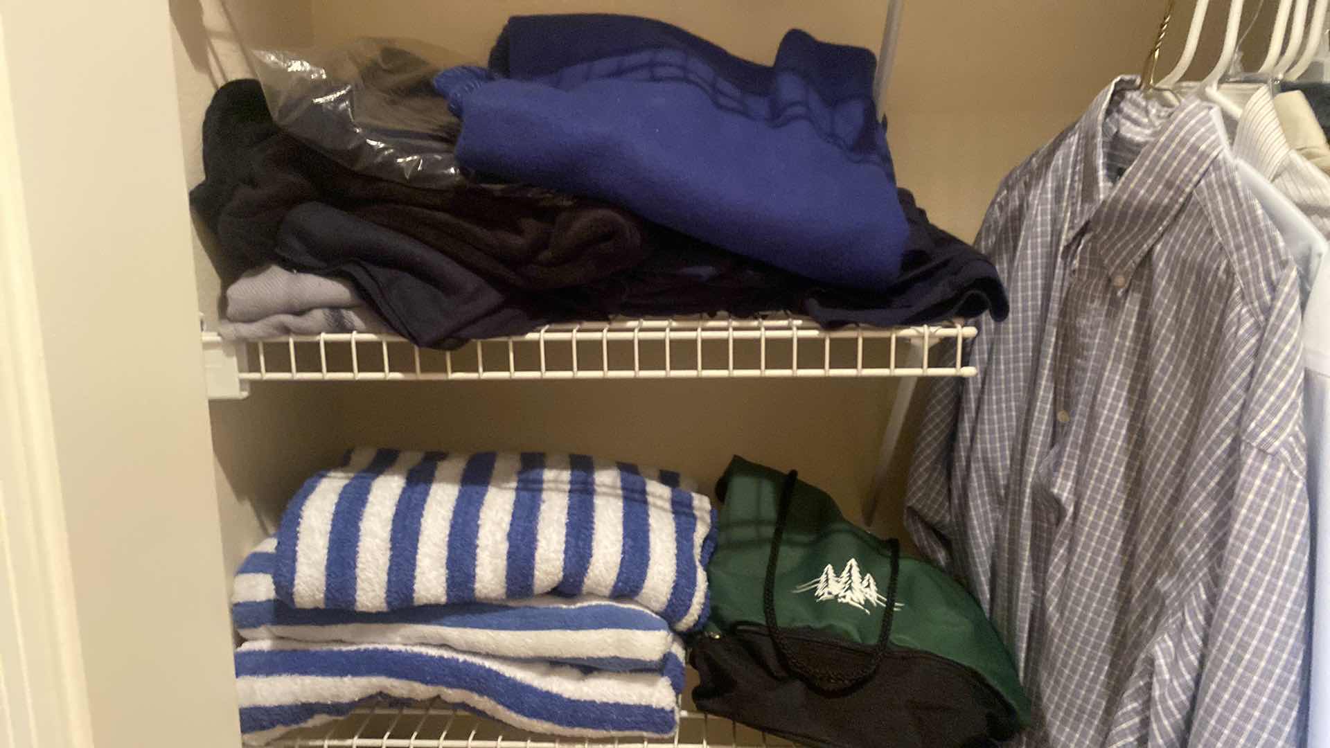 Photo 1 of CONTENTS OF CLOSET - MENS CLOTHING SIZES XL & 2XL & SHOES SIZES 9 & BEACH TOWELS