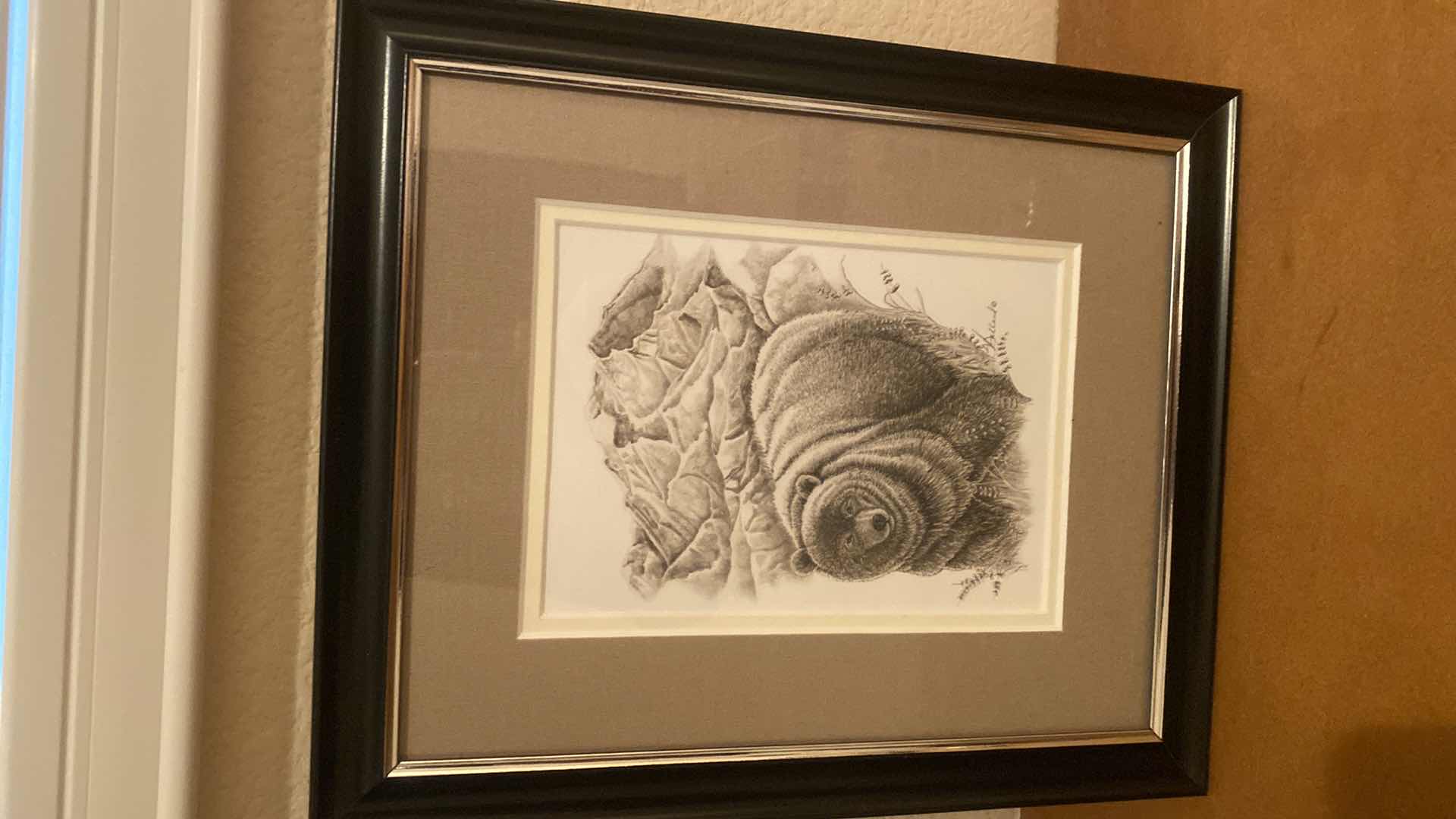 Photo 1 of 4-HOME DECOR- METAL TREE, BEAR PRINT, GLASS BIWL & FAUX FLORAL H23”