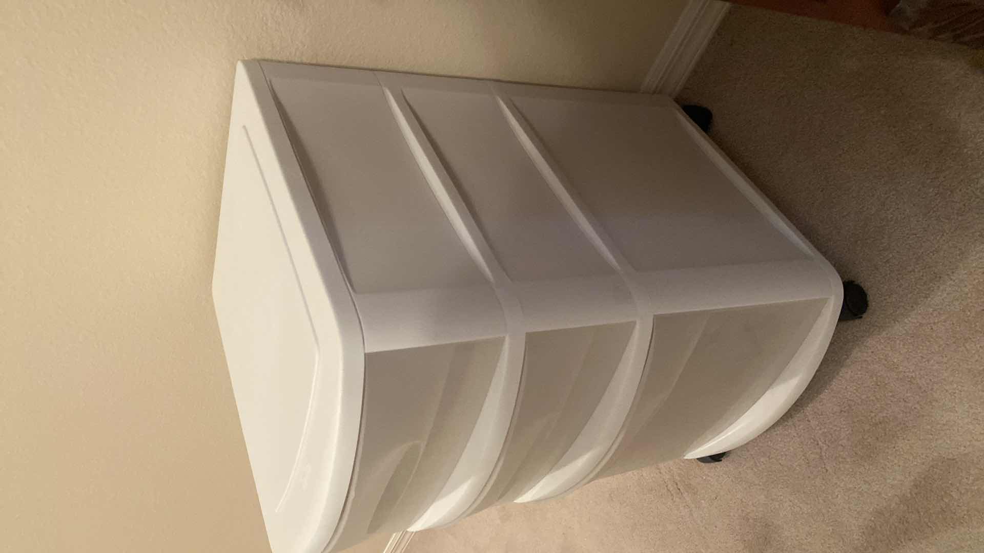 Photo 1 of ROLLING PLASTIC CART 15” x 18 1/2” H26” & COLLAPSABLE LAUNDRY BASKET